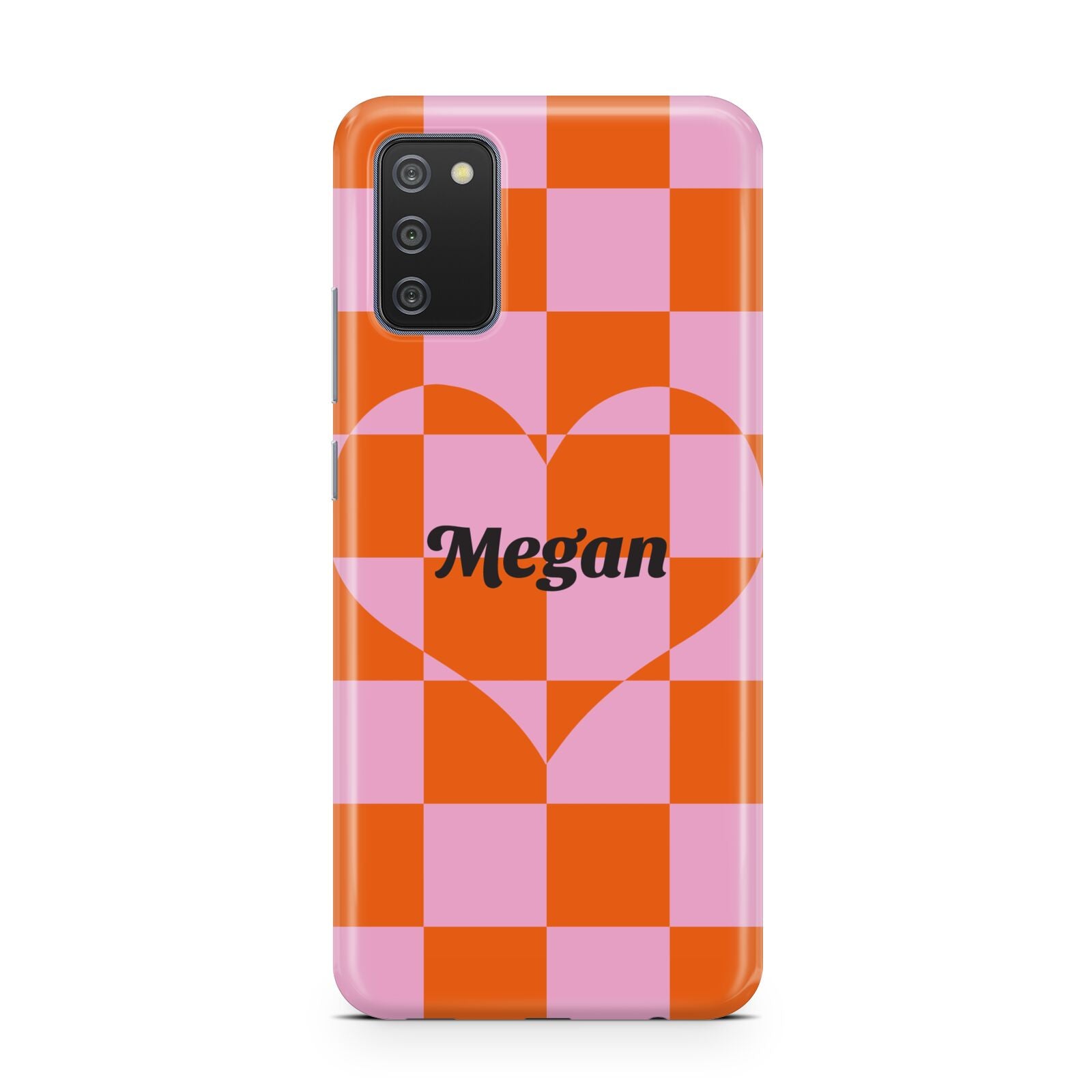 Pink Red Checkered Heart Custom Samsung A02s Case