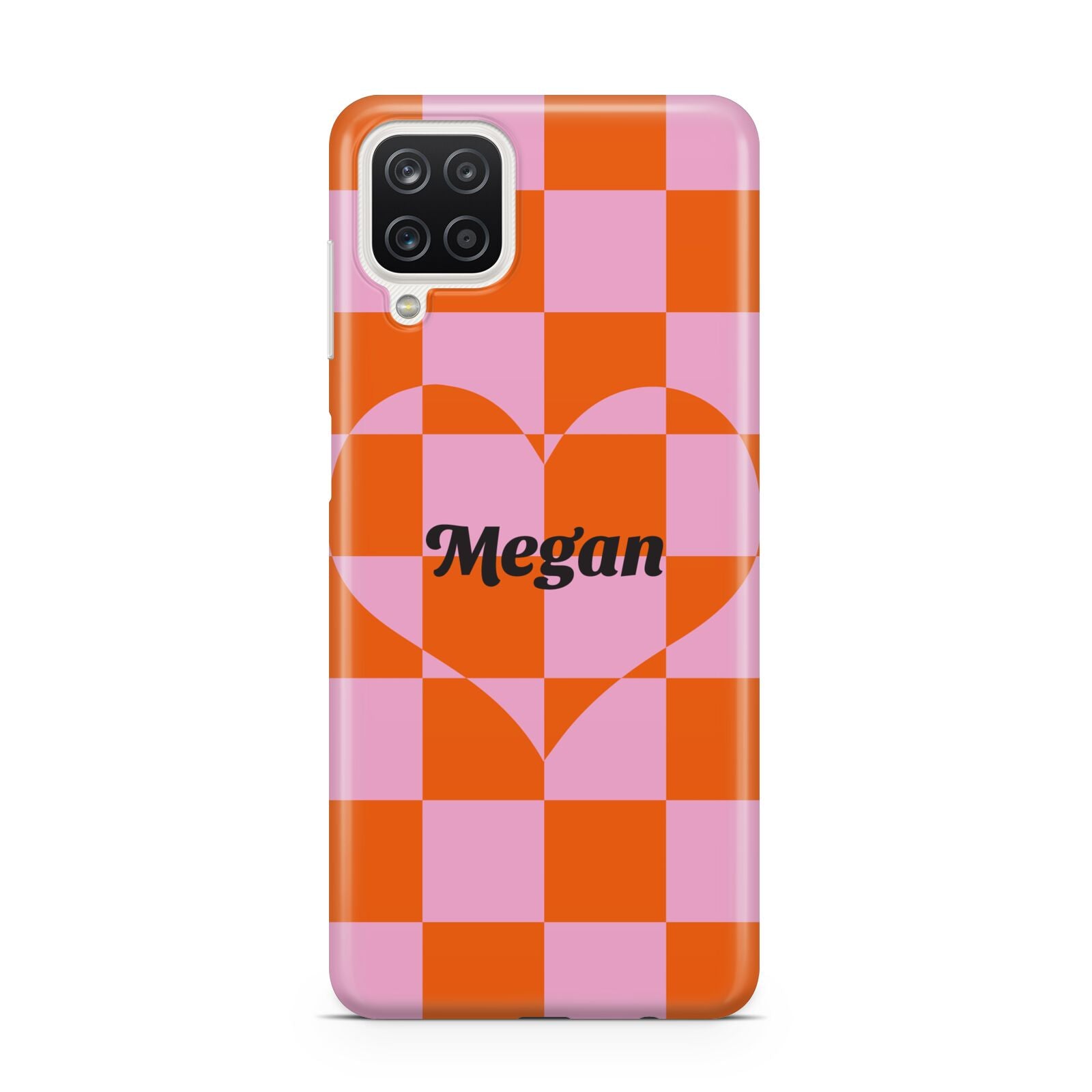 Pink Red Checkered Heart Custom Samsung A12 Case