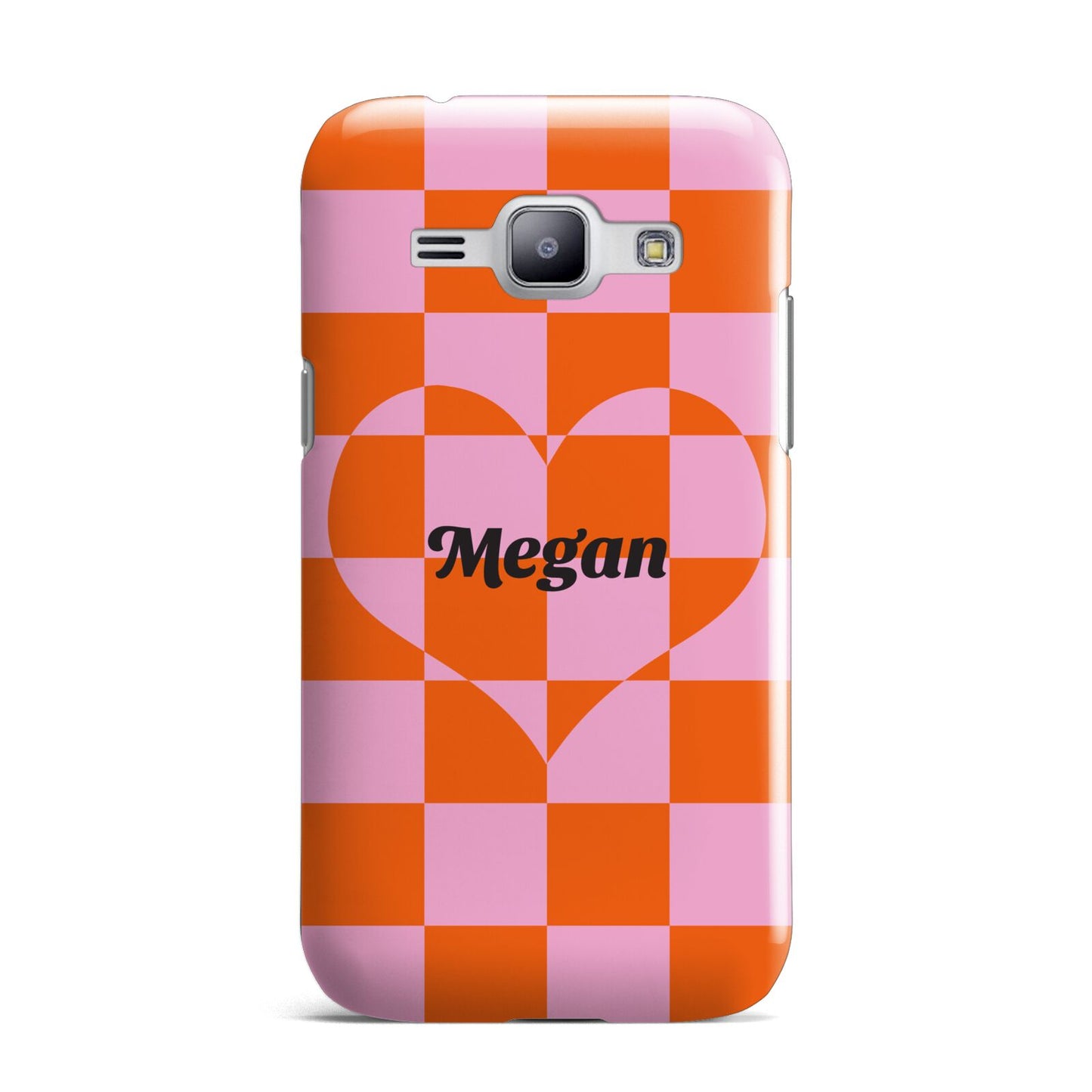 Pink Red Checkered Heart Custom Samsung Galaxy J1 2015 Case