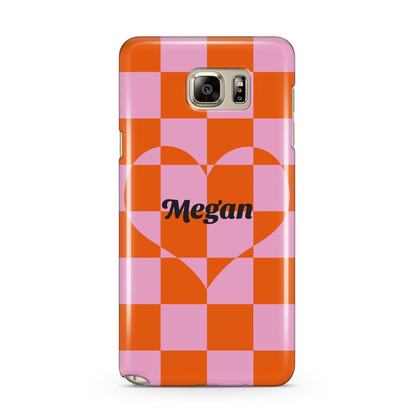 Pink Red Checkered Heart Custom Samsung Galaxy Note 5 Case