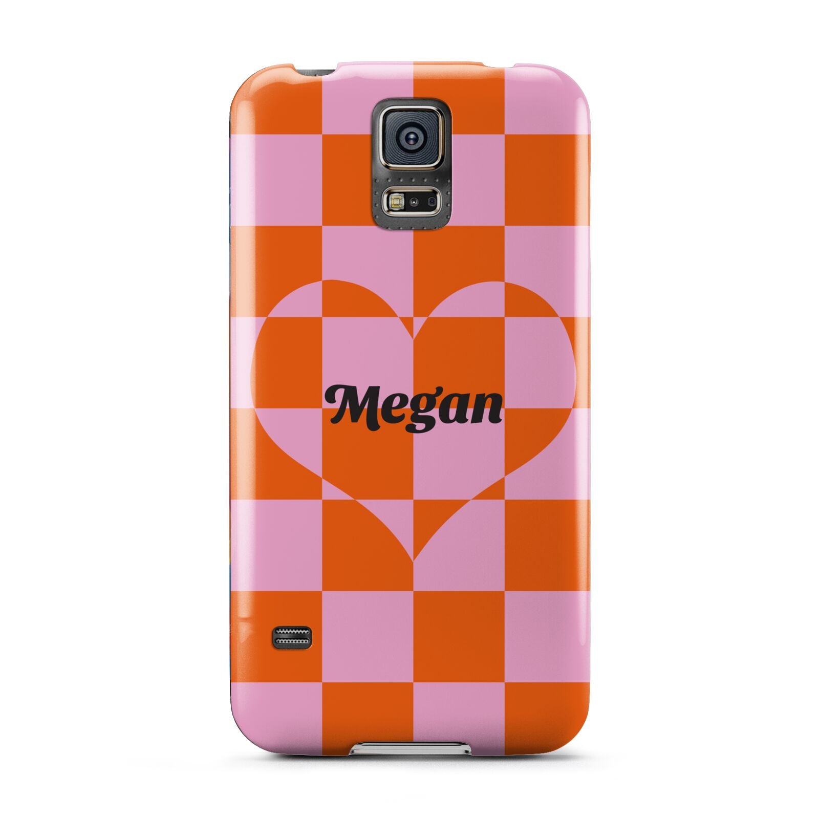 Pink Red Checkered Heart Custom Samsung Galaxy S5 Case