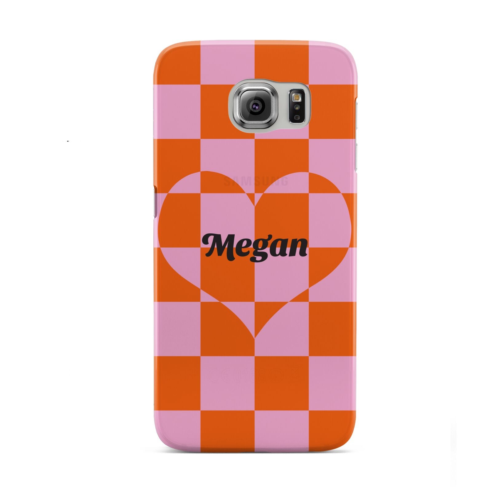 Pink Red Checkered Heart Custom Samsung Galaxy S6 Case