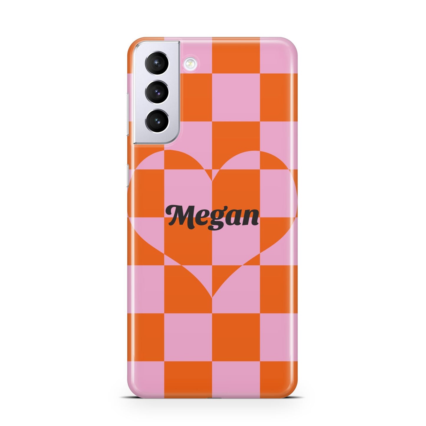 Pink Red Checkered Heart Custom Samsung S21 Plus Case