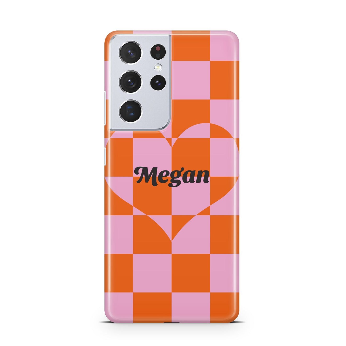 Pink Red Checkered Heart Custom Samsung S21 Ultra Case