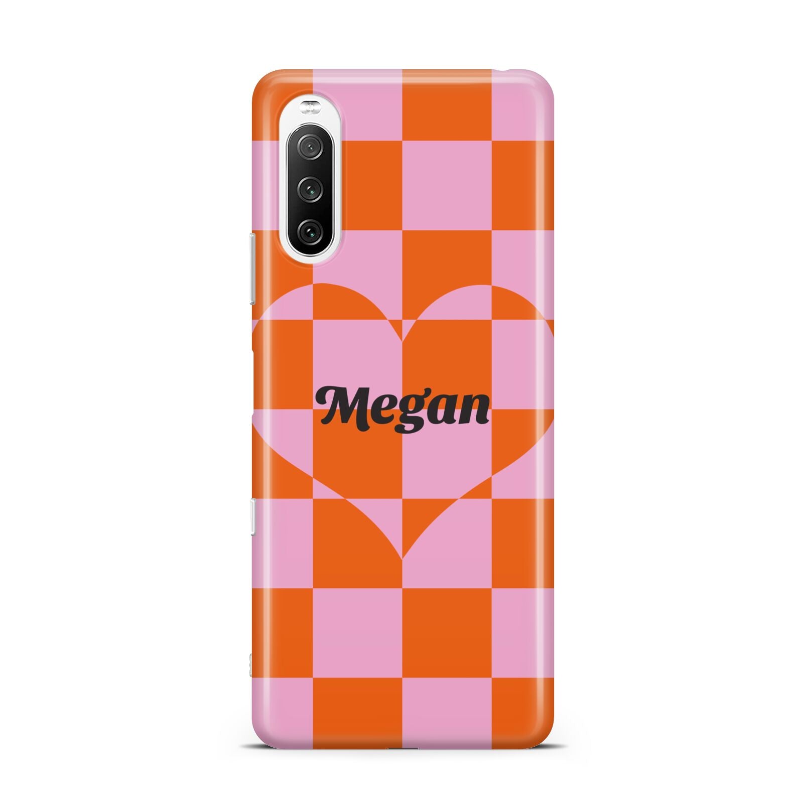 Pink Red Checkered Heart Custom Sony Xperia 10 III Case