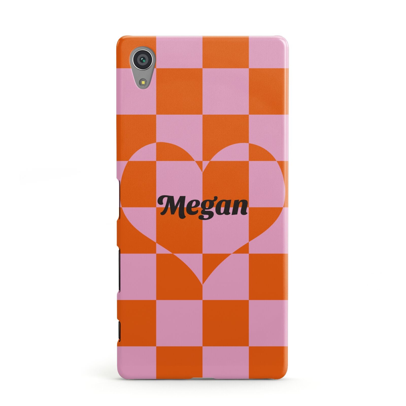 Pink Red Checkered Heart Custom Sony Xperia Case