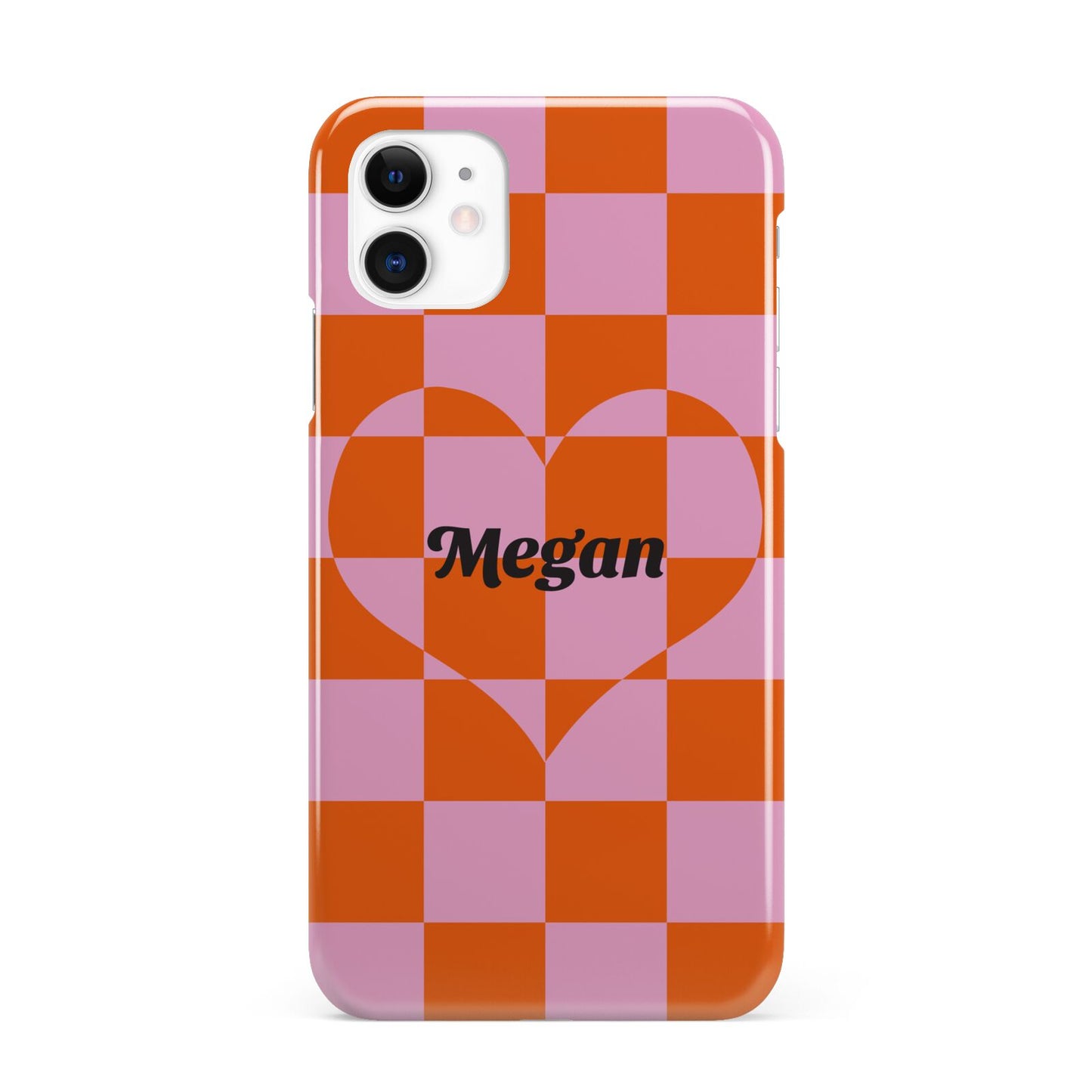 Pink Red Checkered Heart Custom iPhone 11 3D Snap Case