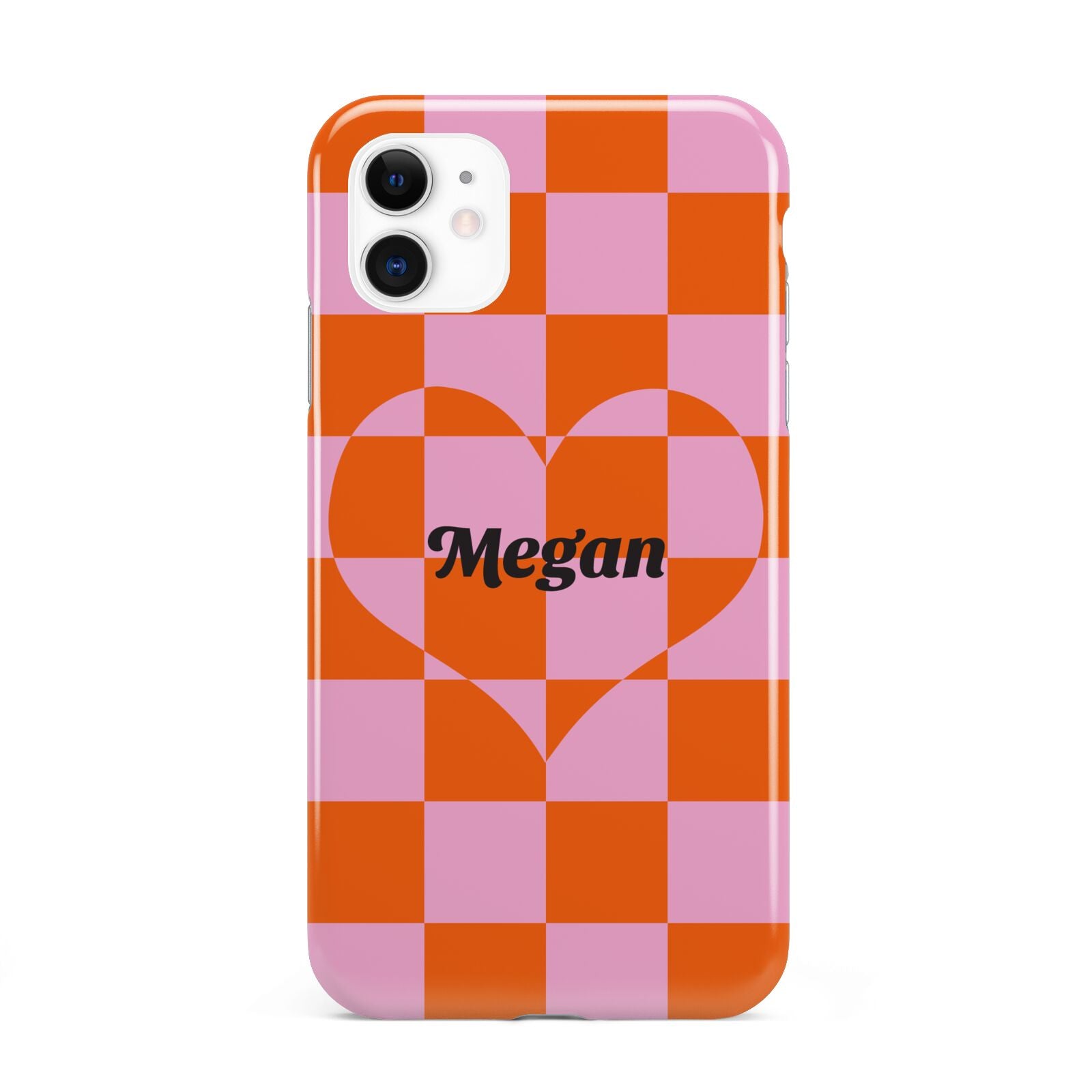 Pink Red Checkered Heart Custom iPhone 11 3D Tough Case