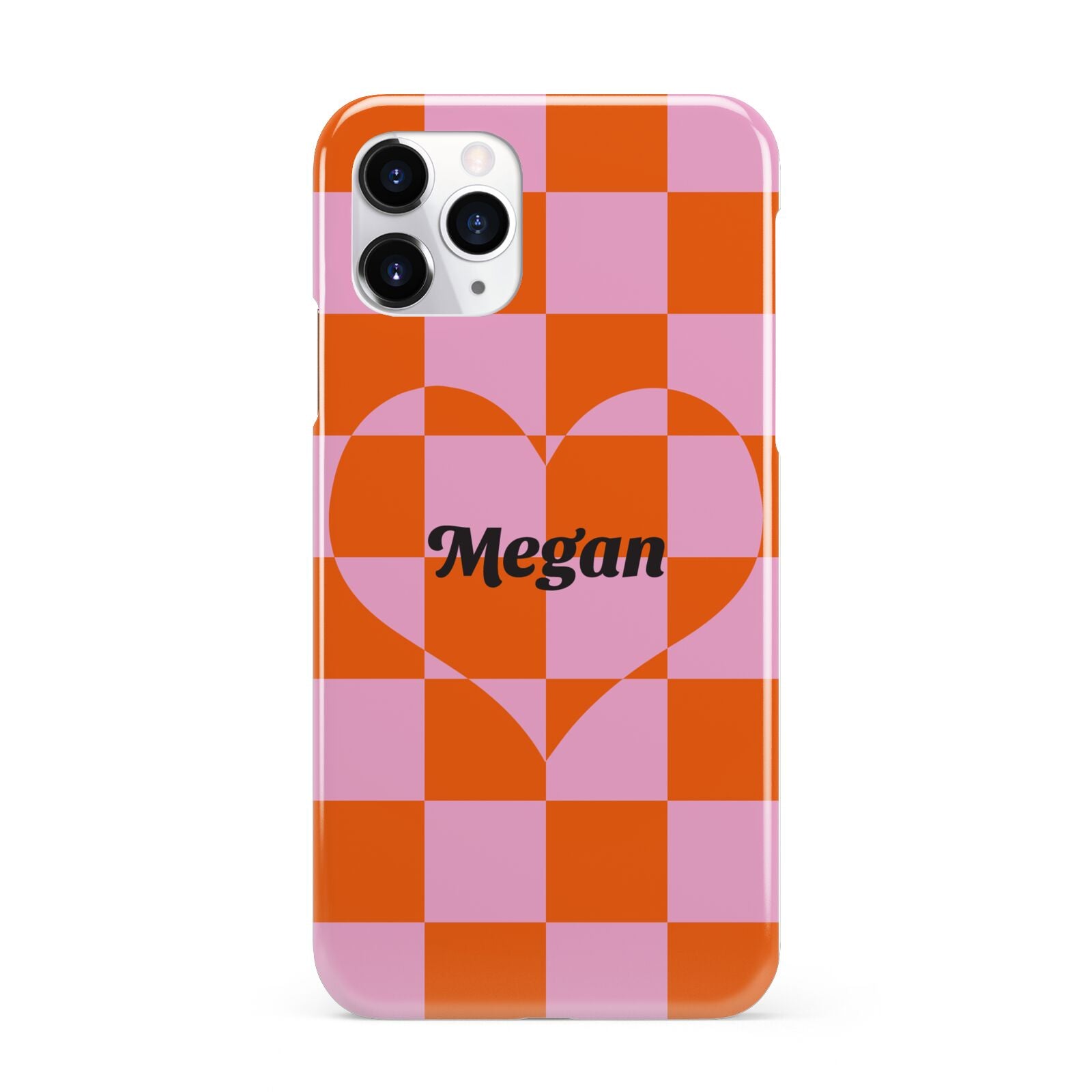 Pink Red Checkered Heart Custom iPhone 11 Pro 3D Snap Case