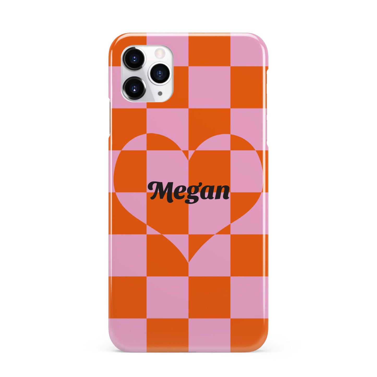 Pink Red Checkered Heart Custom iPhone 11 Pro Max 3D Snap Case