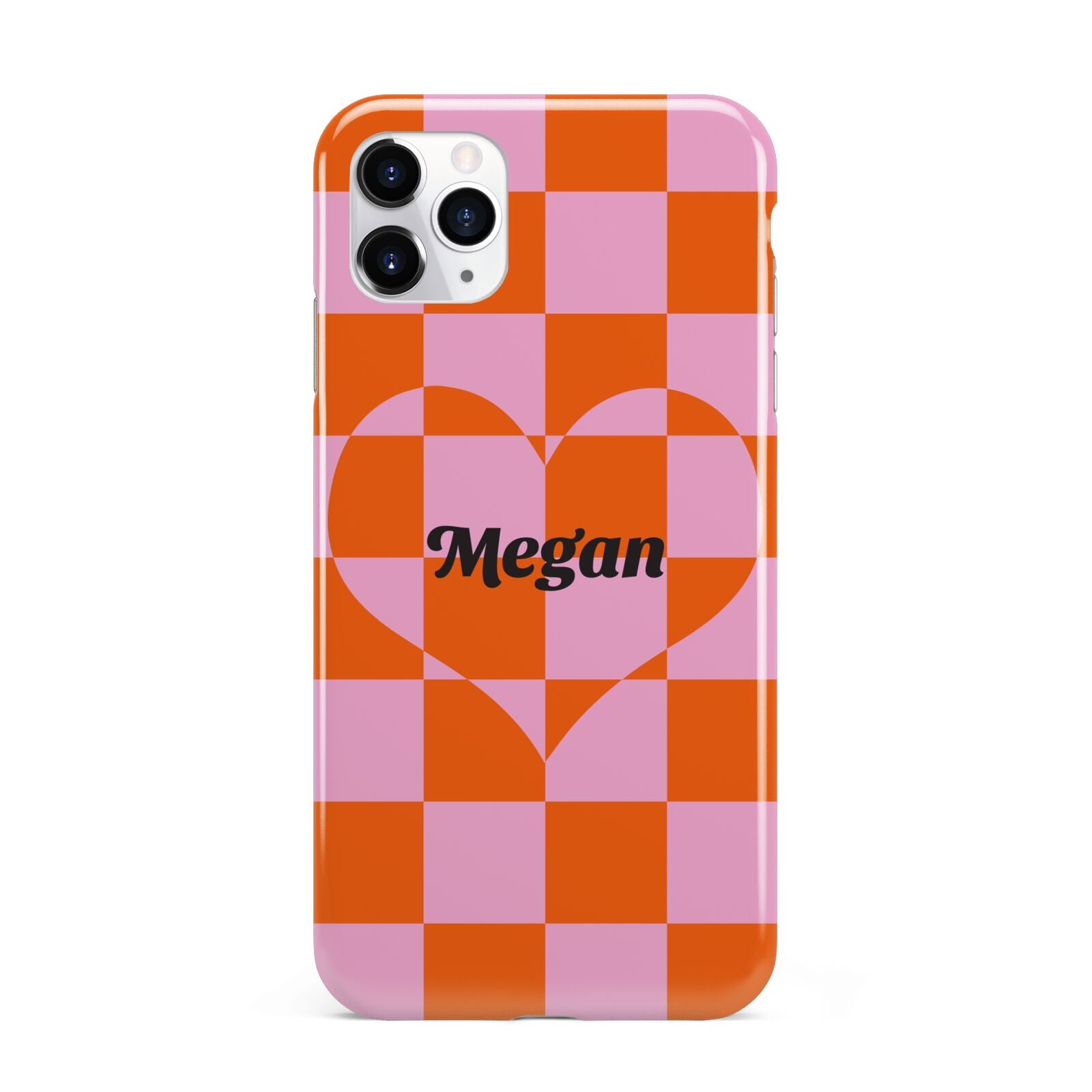 Pink Red Checkered Heart Custom iPhone 11 Pro Max 3D Tough Case