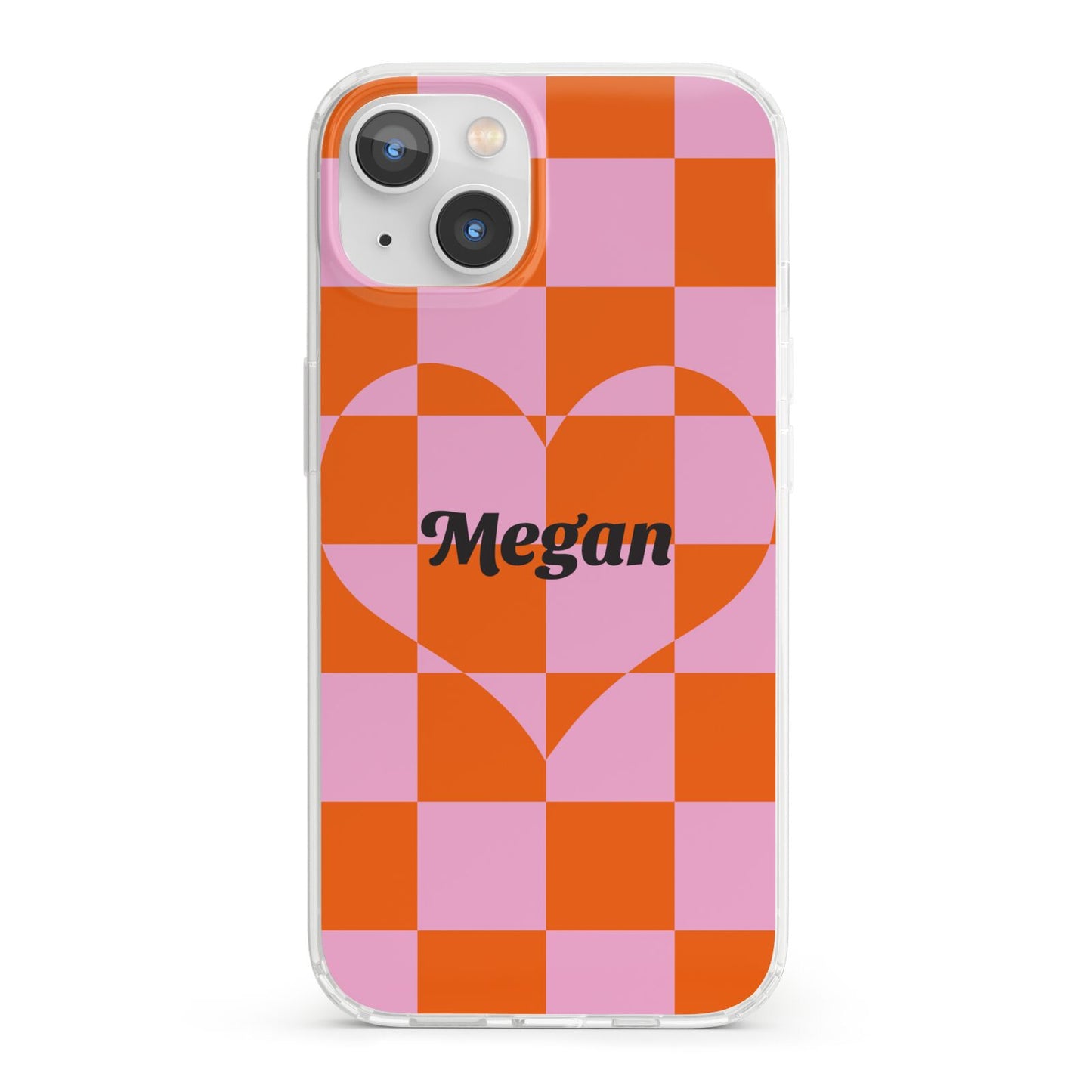 Pink Red Checkered Heart Custom iPhone 13 Clear Bumper Case