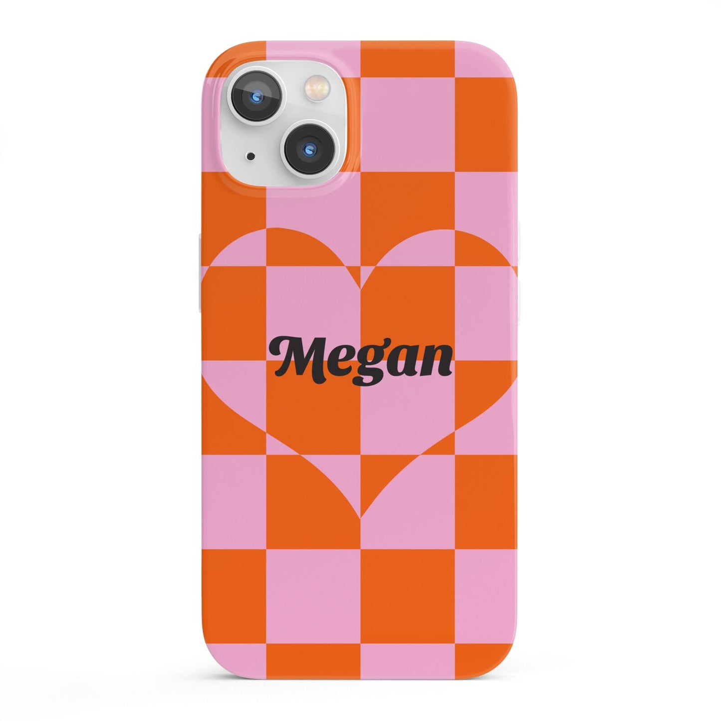 Pink Red Checkered Heart Custom iPhone 13 Full Wrap 3D Snap Case