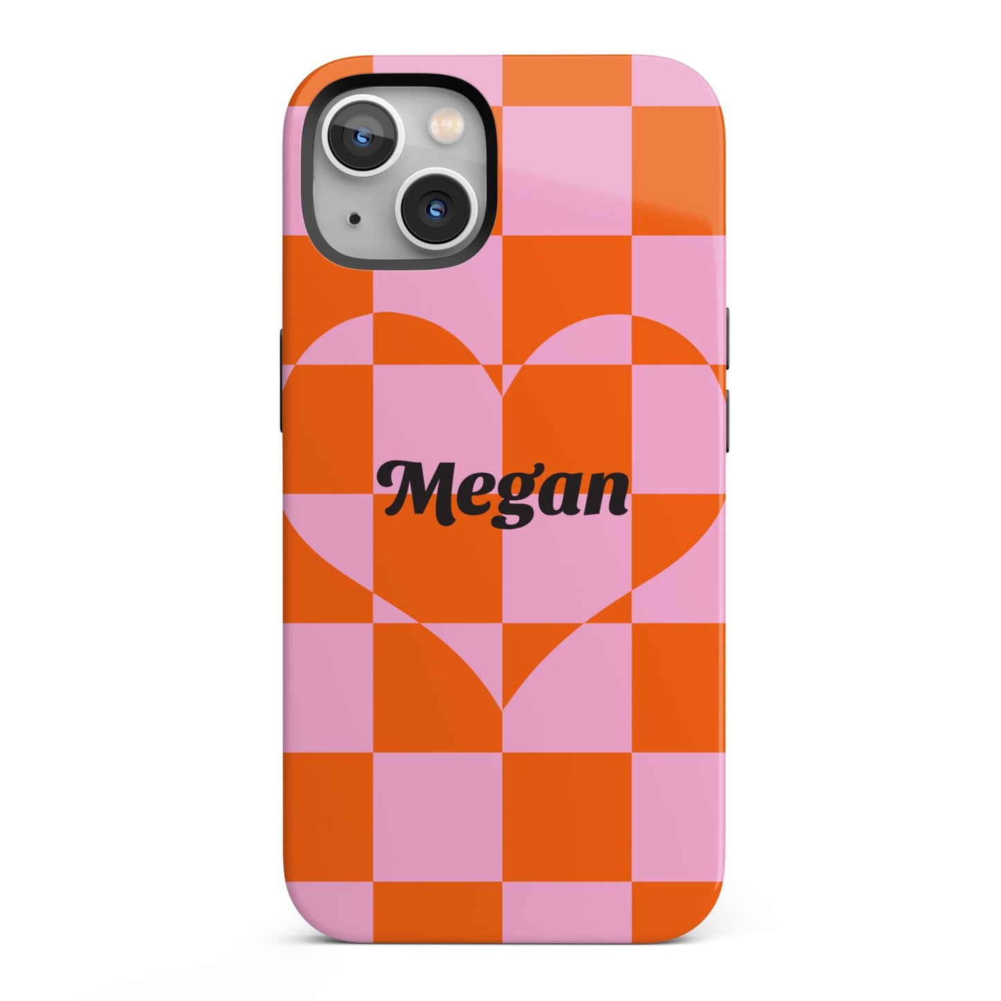 Pink Red Checkered Heart Custom iPhone 13 Full Wrap 3D Tough Case