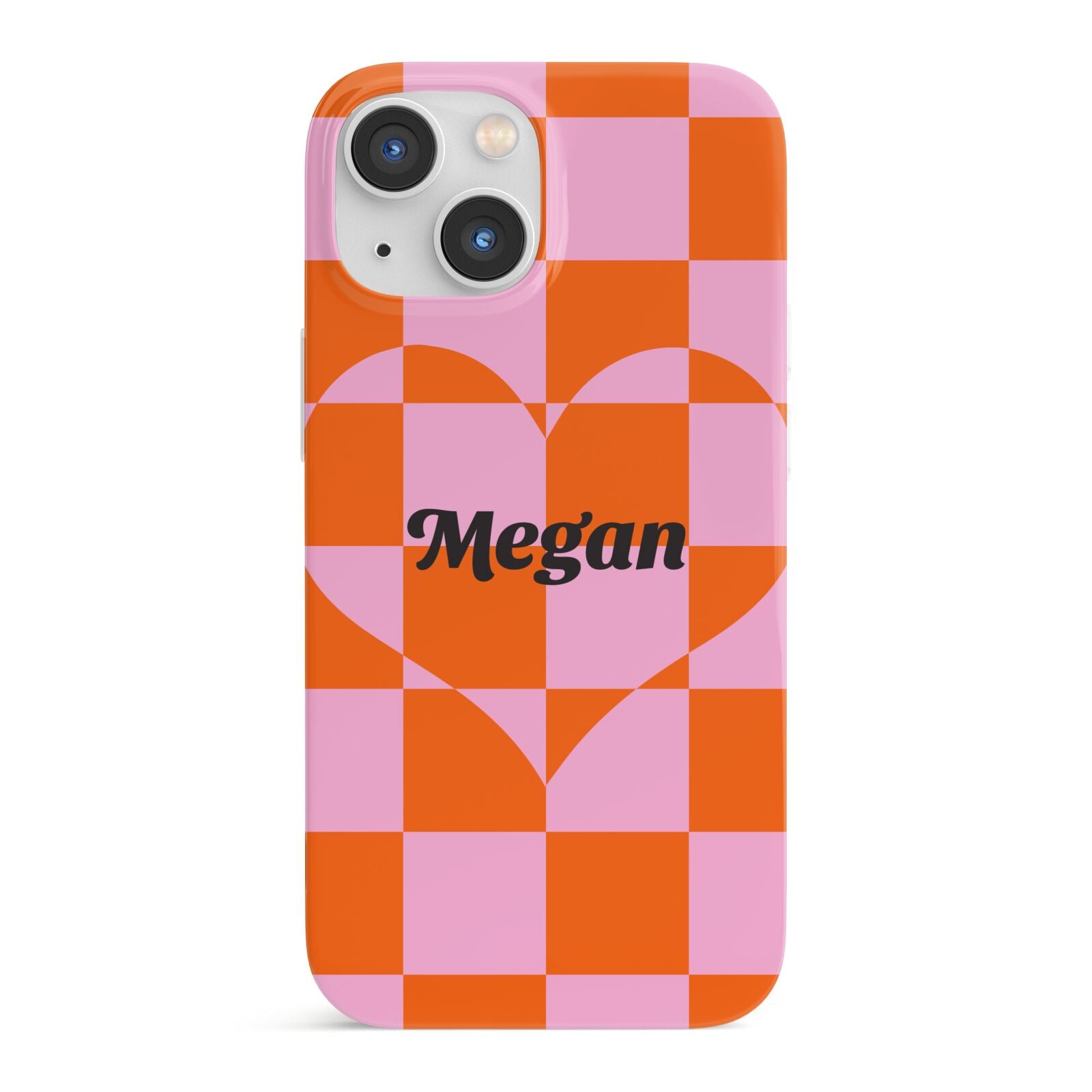 Pink Red Checkered Heart Custom iPhone 13 Mini Full Wrap 3D Snap Case