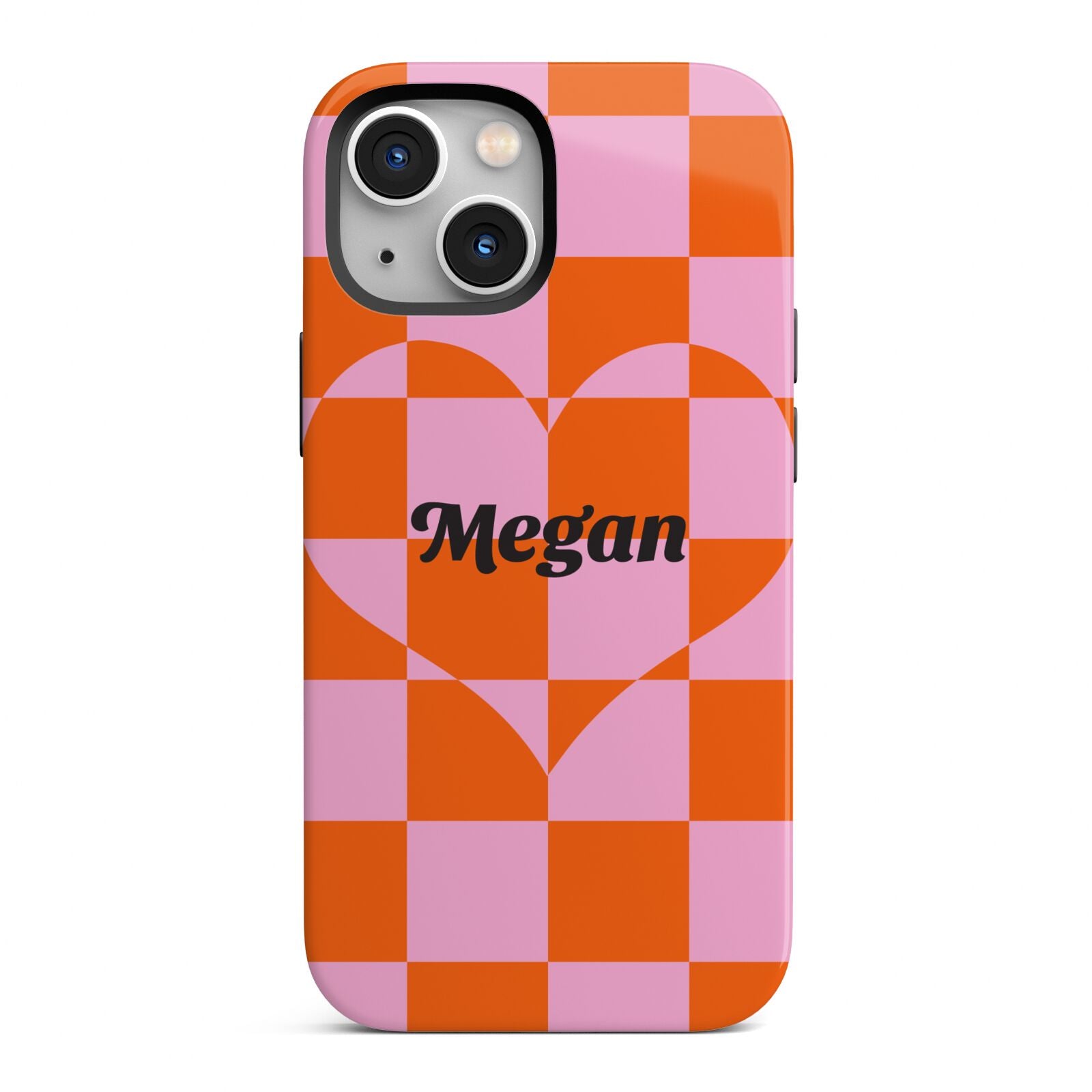 Pink Red Checkered Heart Custom iPhone 13 Mini Full Wrap 3D Tough Case