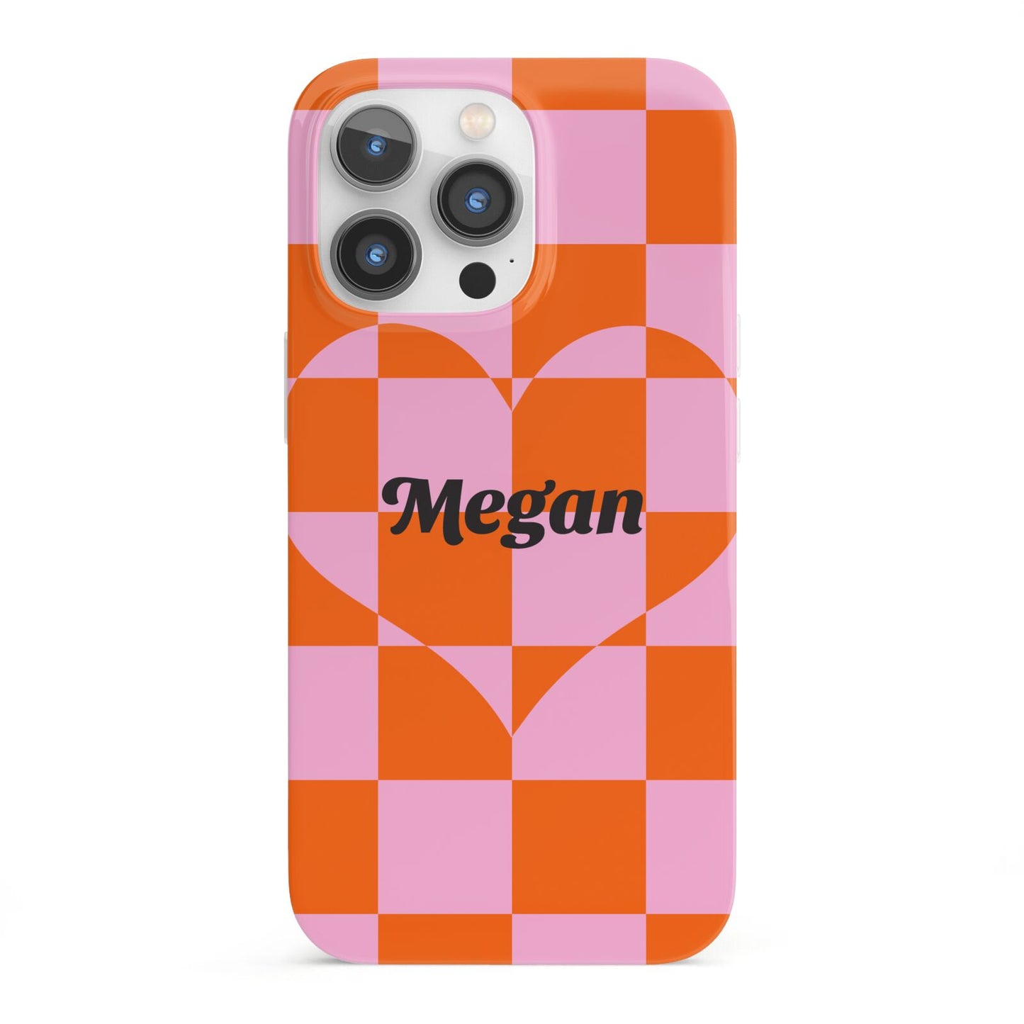 Pink Red Checkered Heart Custom iPhone 13 Pro Full Wrap 3D Snap Case