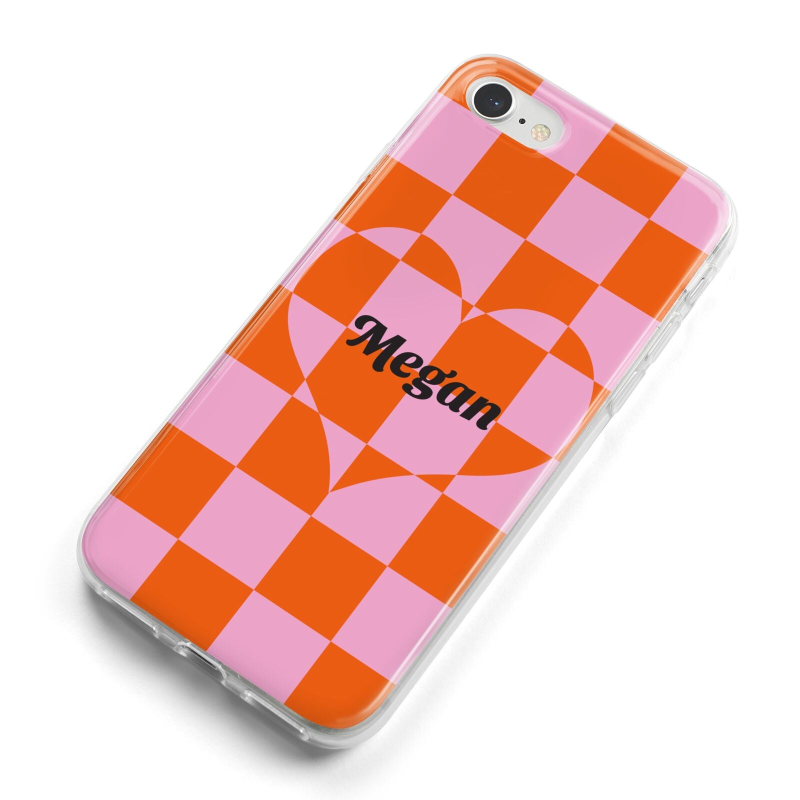 Pink Red Checkered Heart Custom iPhone 8 Bumper Case on Silver iPhone Alternative Image