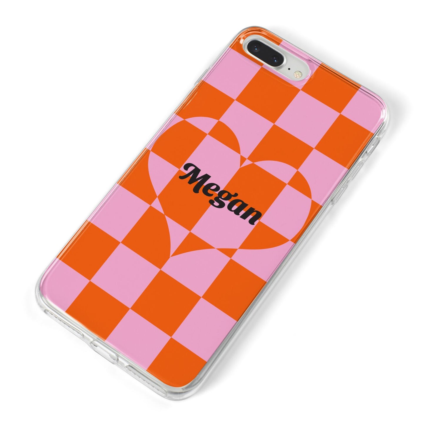 Pink Red Checkered Heart Custom iPhone 8 Plus Bumper Case on Silver iPhone Alternative Image