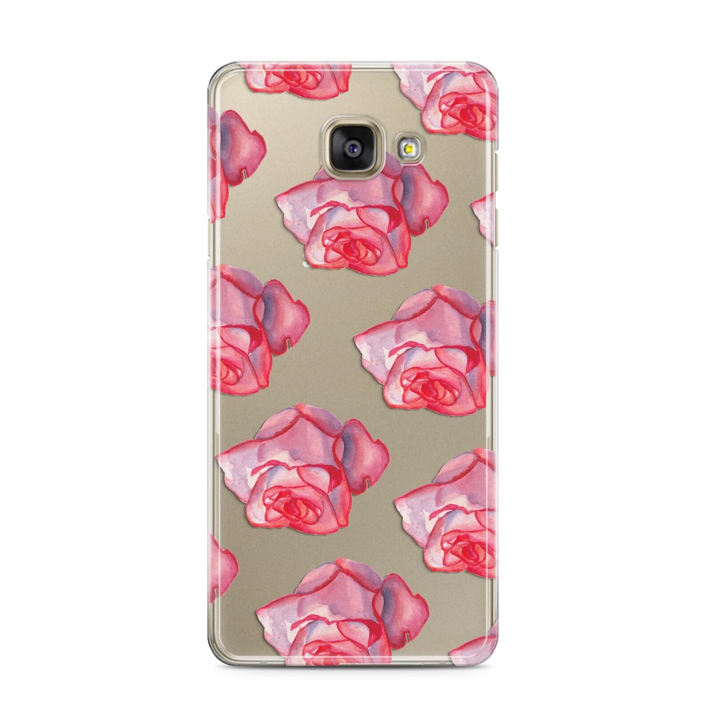 Pink Roses Samsung Galaxy A3 2016 Case on gold phone