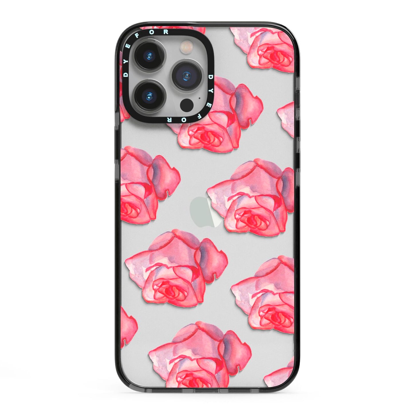 Pink Roses iPhone 13 Pro Max Black Impact Case on Silver phone