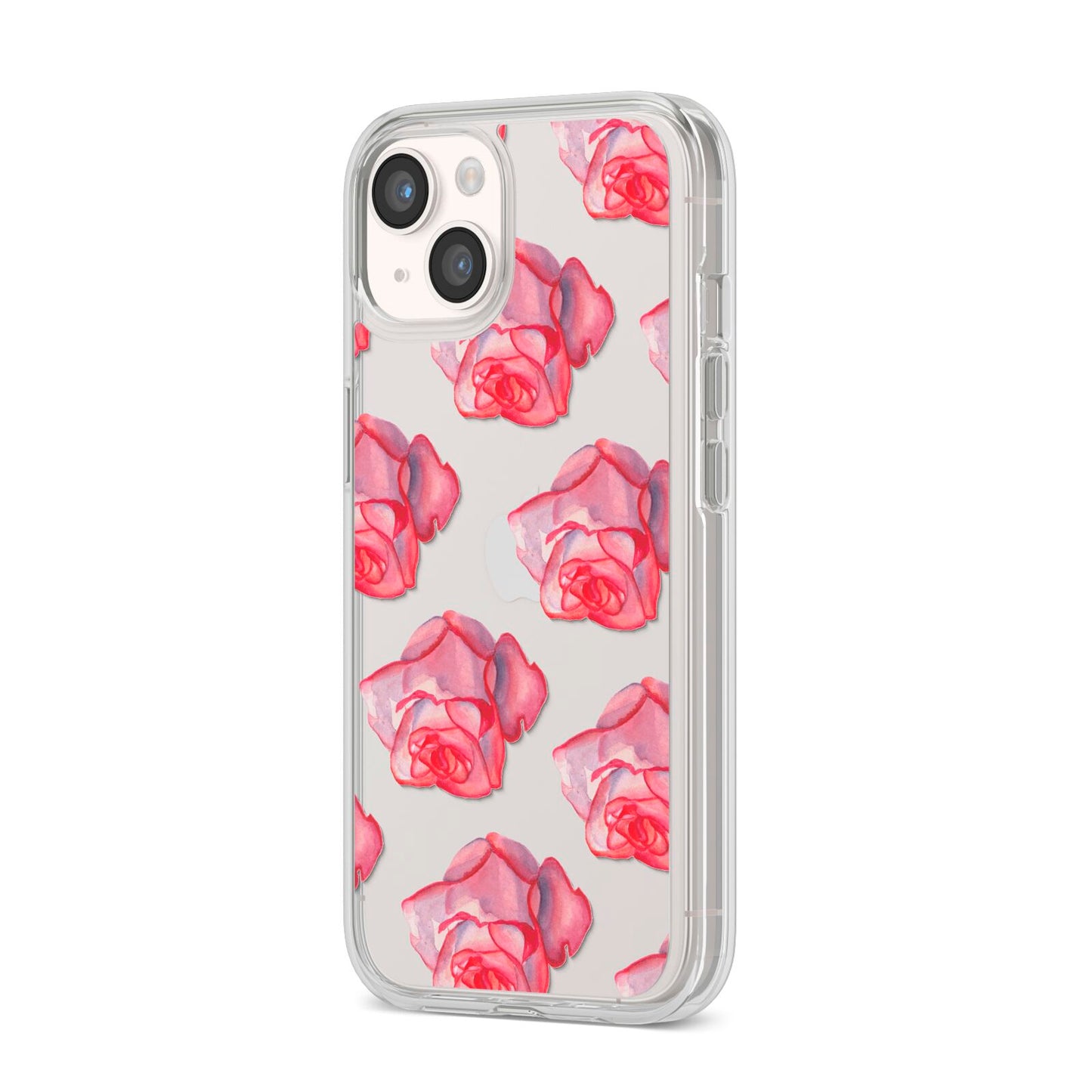 Pink Roses iPhone 14 Clear Tough Case Starlight Angled Image