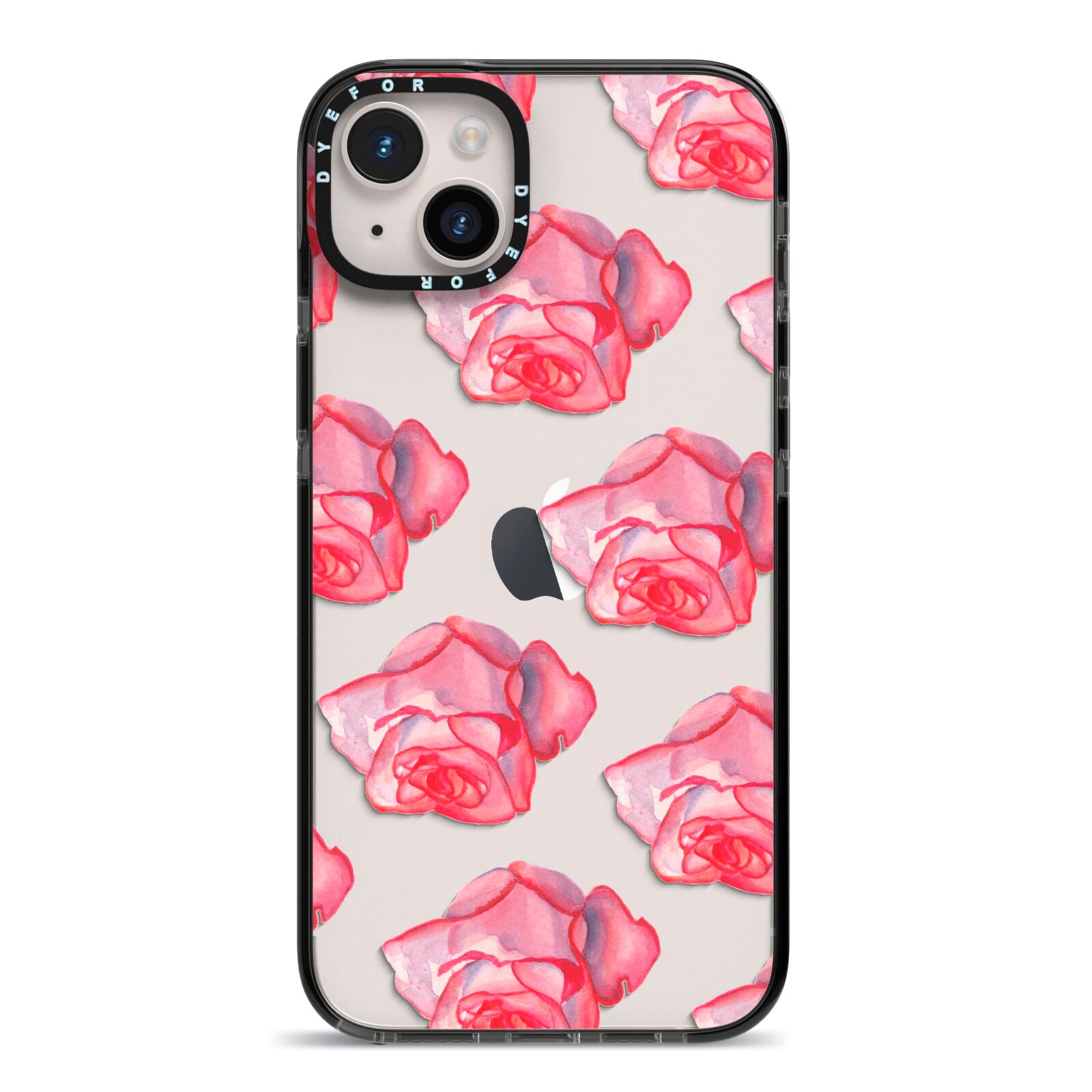 Pink Roses iPhone 14 Plus Black Impact Case on Silver phone