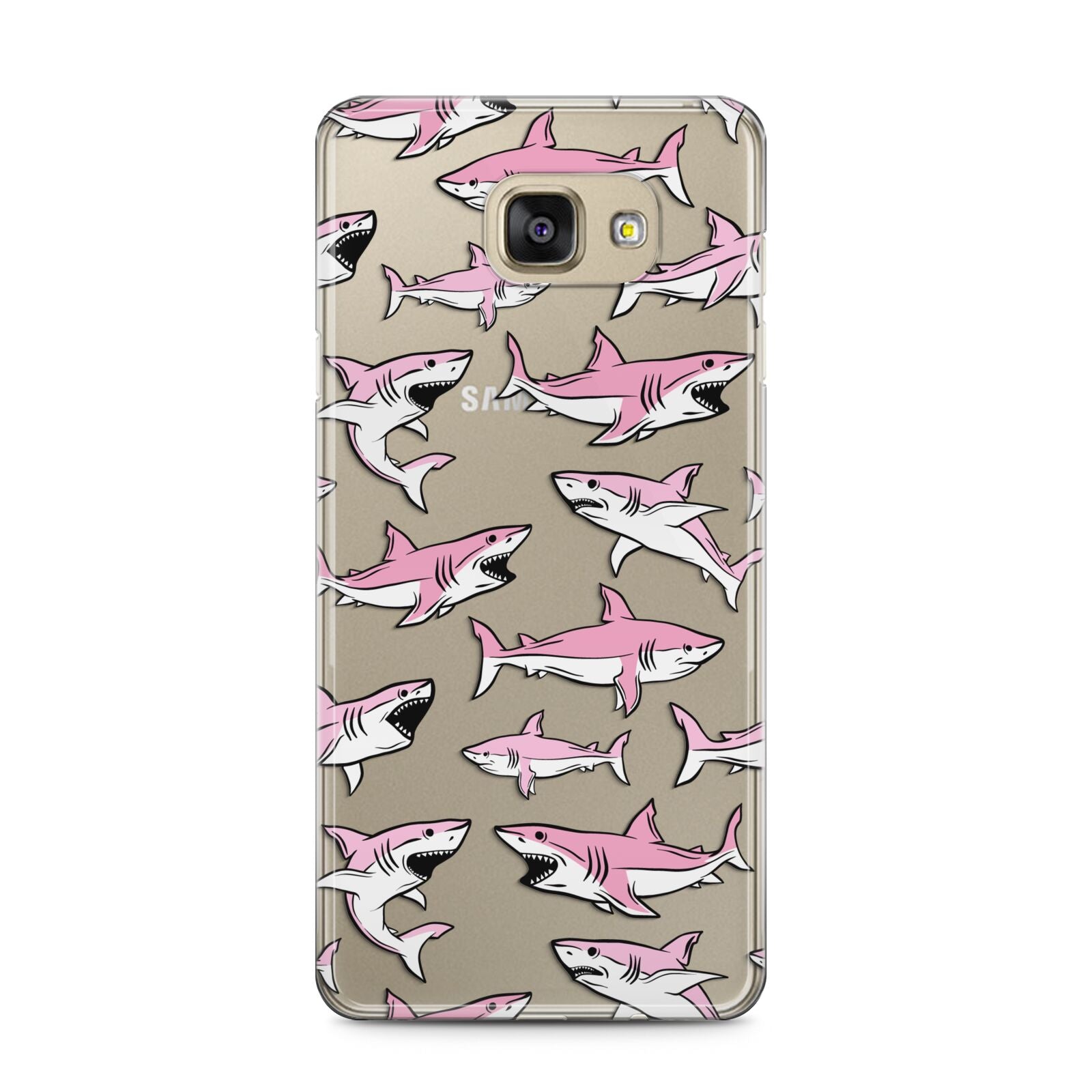 Pink Shark Samsung Galaxy A5 2016 Case on gold phone