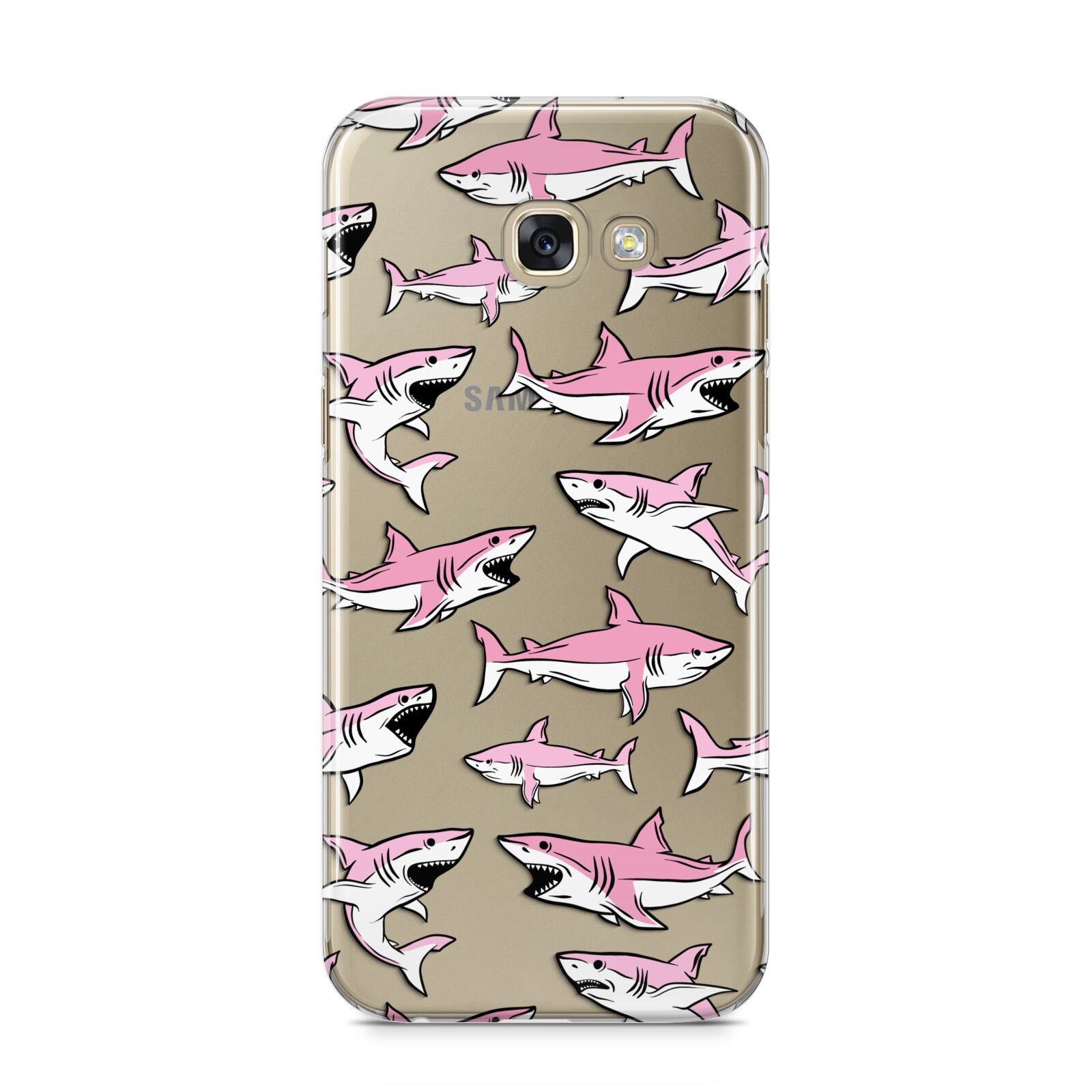 Pink Shark Samsung Galaxy A5 2017 Case on gold phone