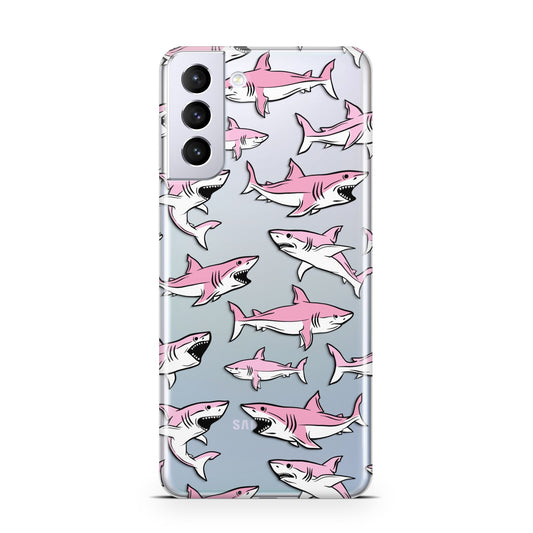 Pink Shark Samsung S21 Plus Phone Case