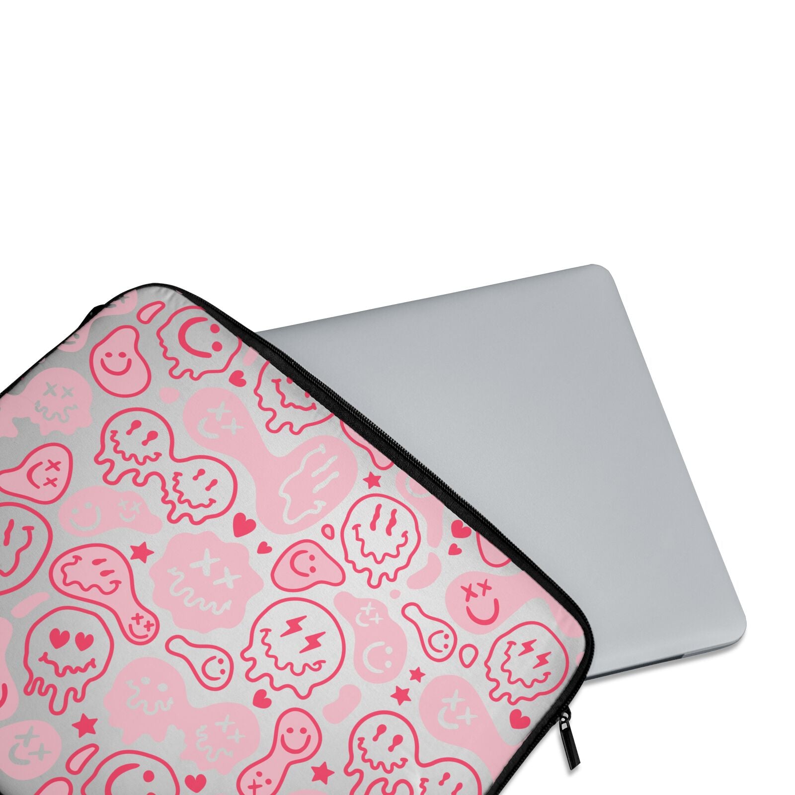 Pink & Red Warped Happy Face Laptop Case, 16 Laptop Case