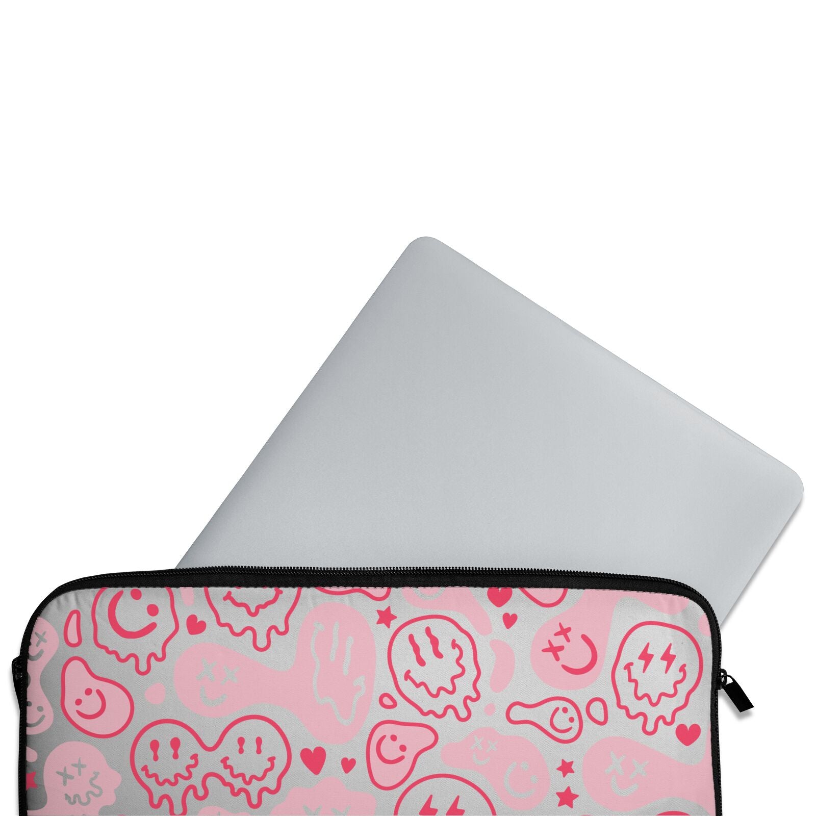 Pink & Red Warped Happy Face Laptop Case, 16 Laptop Case