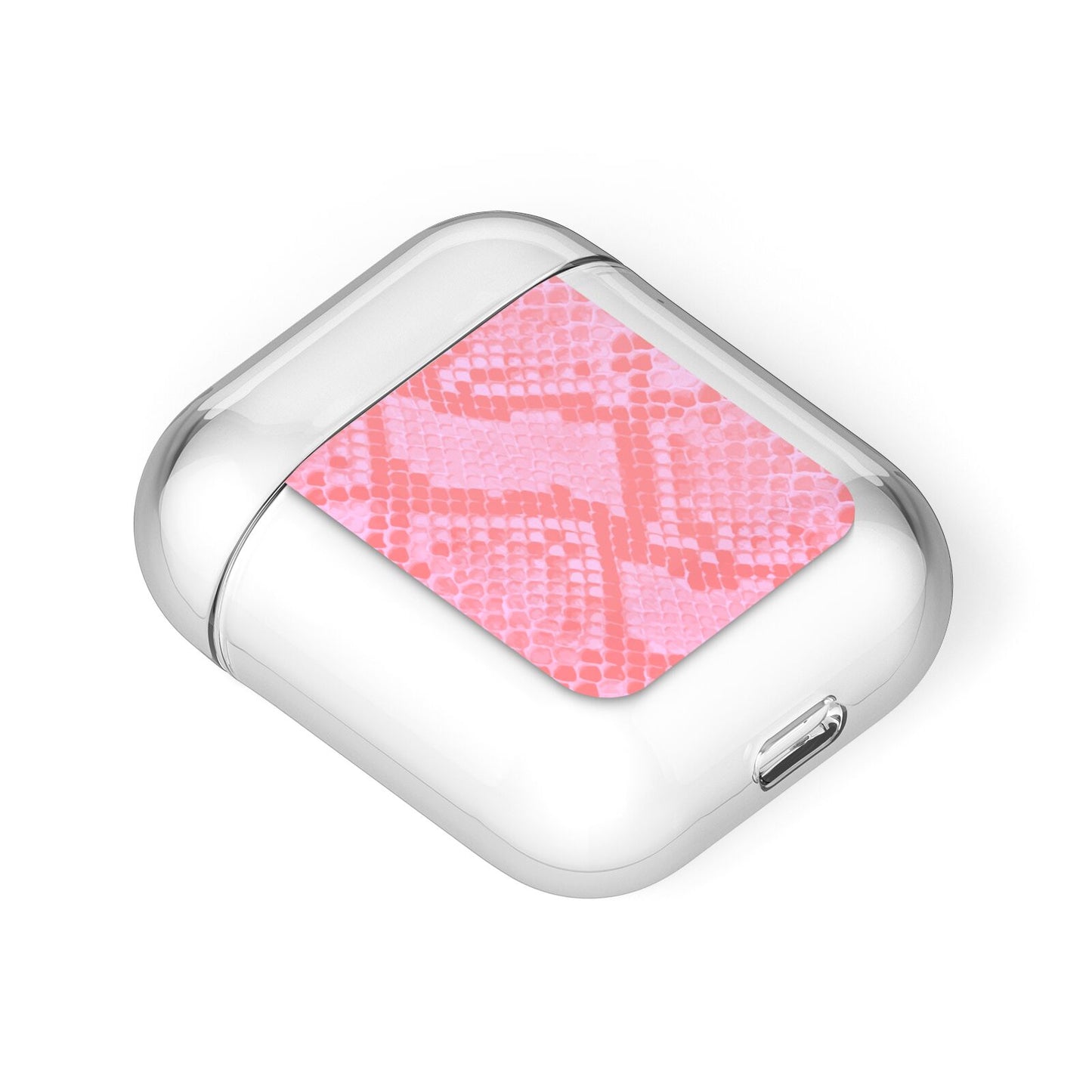 Pink Snakeskin AirPods Case Laid Flat