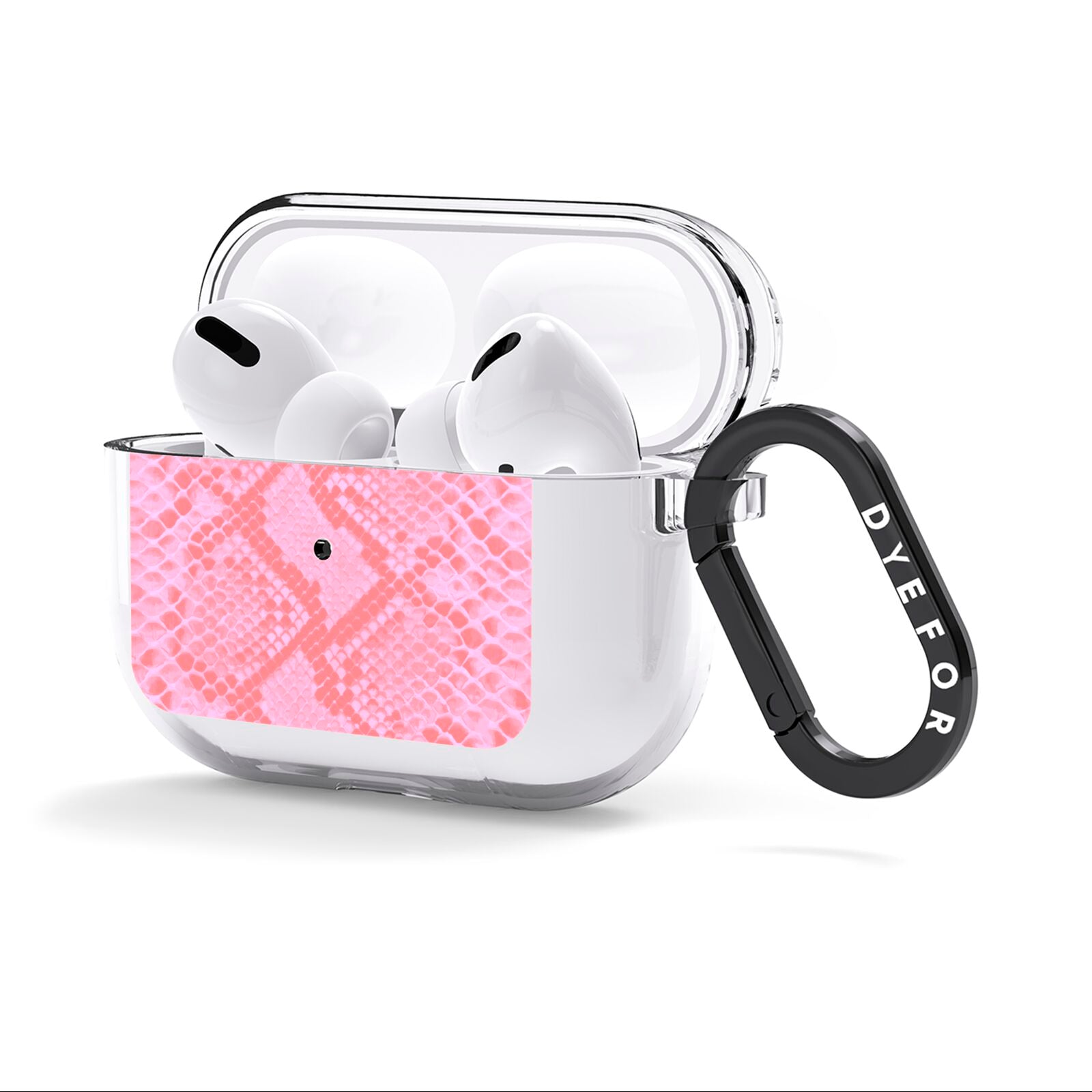 Pink Snakeskin AirPods Clear Case 3rd Gen Side Image