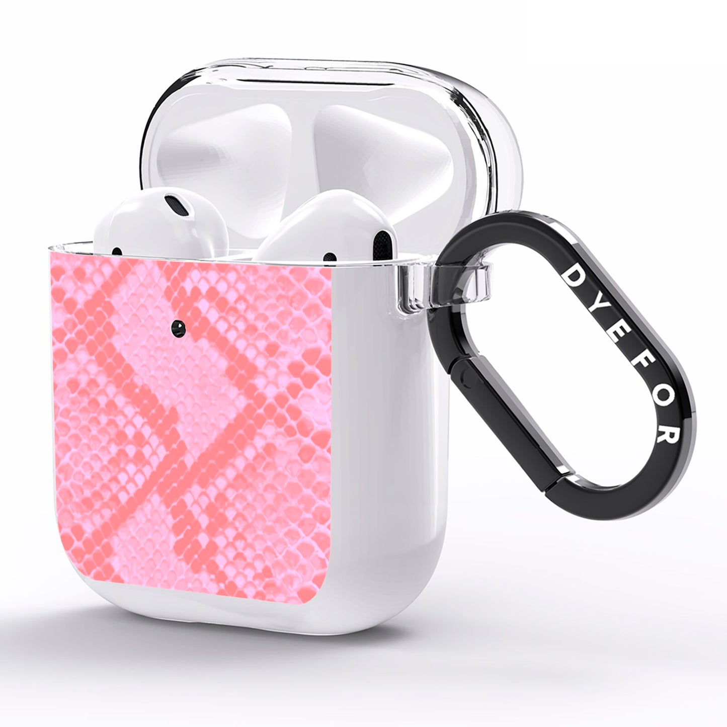 Pink Snakeskin AirPods Clear Case Side Image