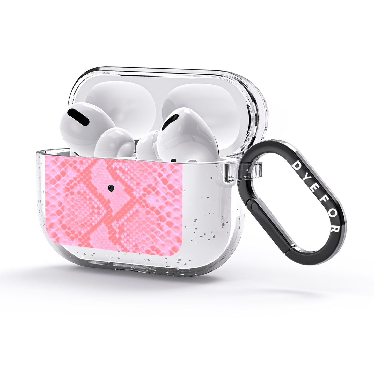 Pink Snakeskin AirPods Glitter Case 3rd Gen Side Image