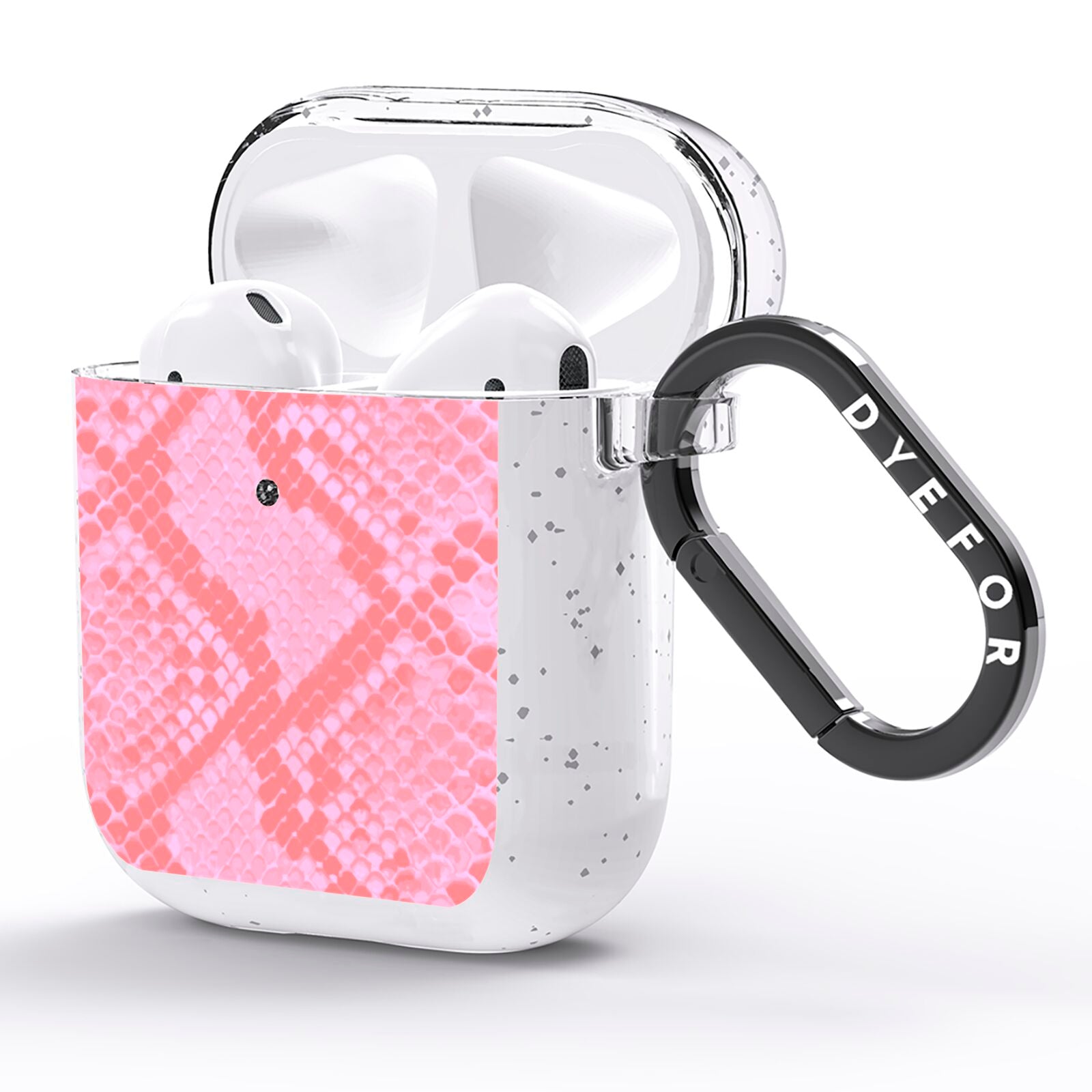 Pink Snakeskin AirPods Glitter Case Side Image