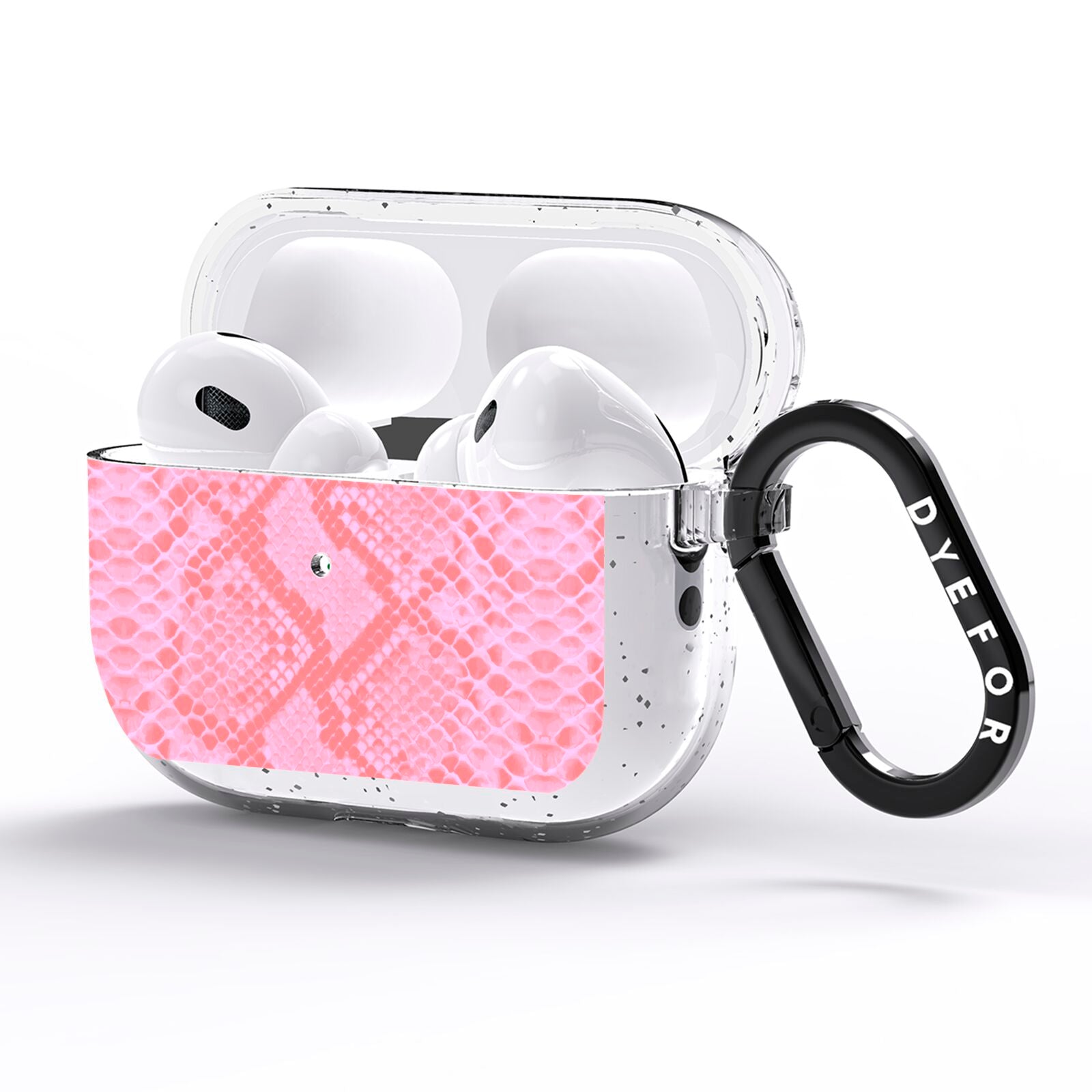 Pink Snakeskin AirPods Pro Glitter Case Side Image