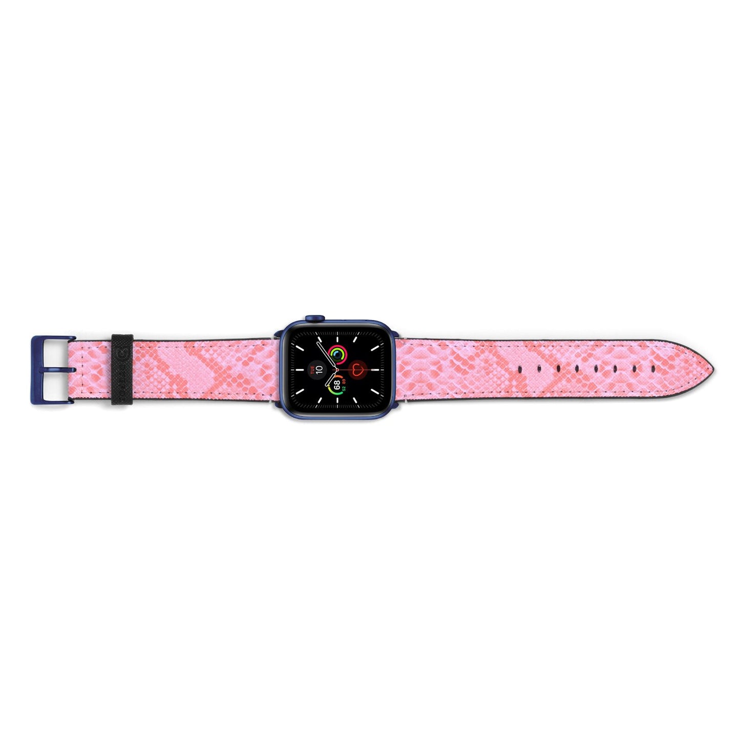 Pink Snakeskin Apple Watch Strap Landscape Image Blue Hardware