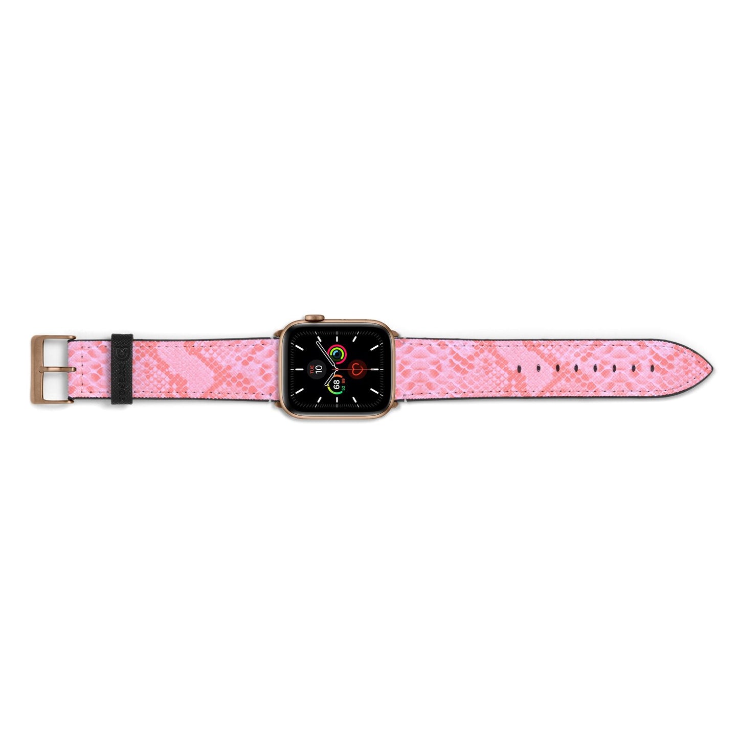 Pink Snakeskin Apple Watch Strap Landscape Image Gold Hardware