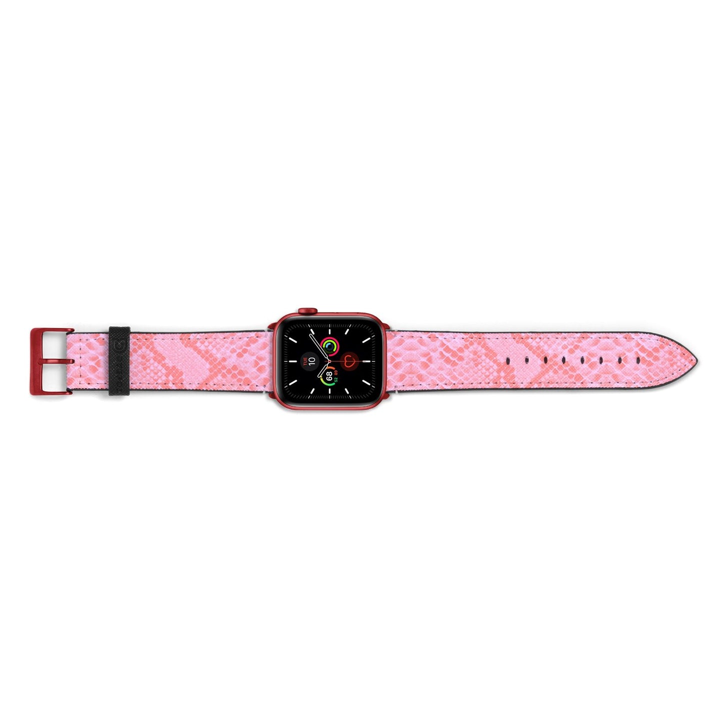 Pink Snakeskin Apple Watch Strap Landscape Image Red Hardware