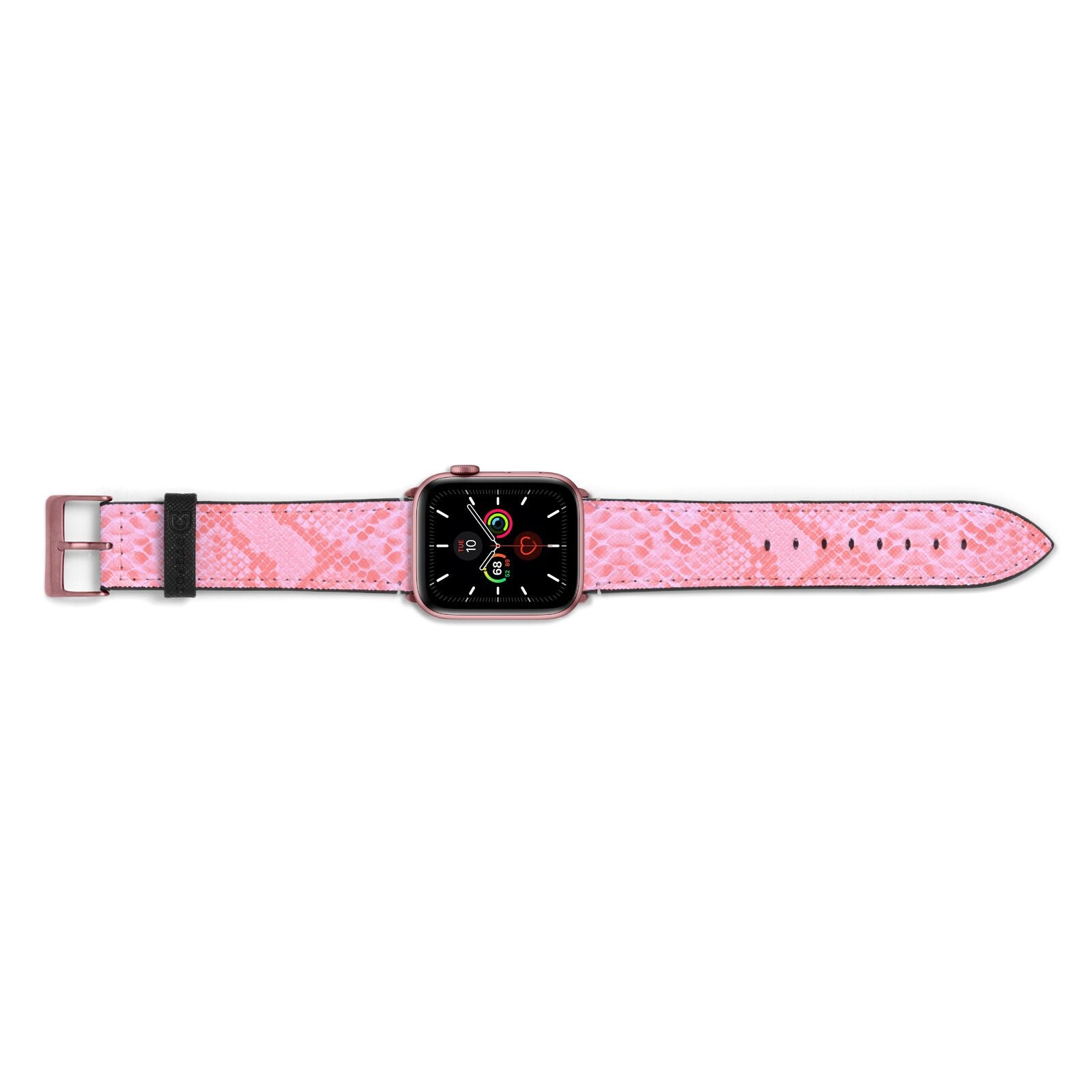 Pink Snakeskin Apple Watch Strap Landscape Image Rose Gold Hardware