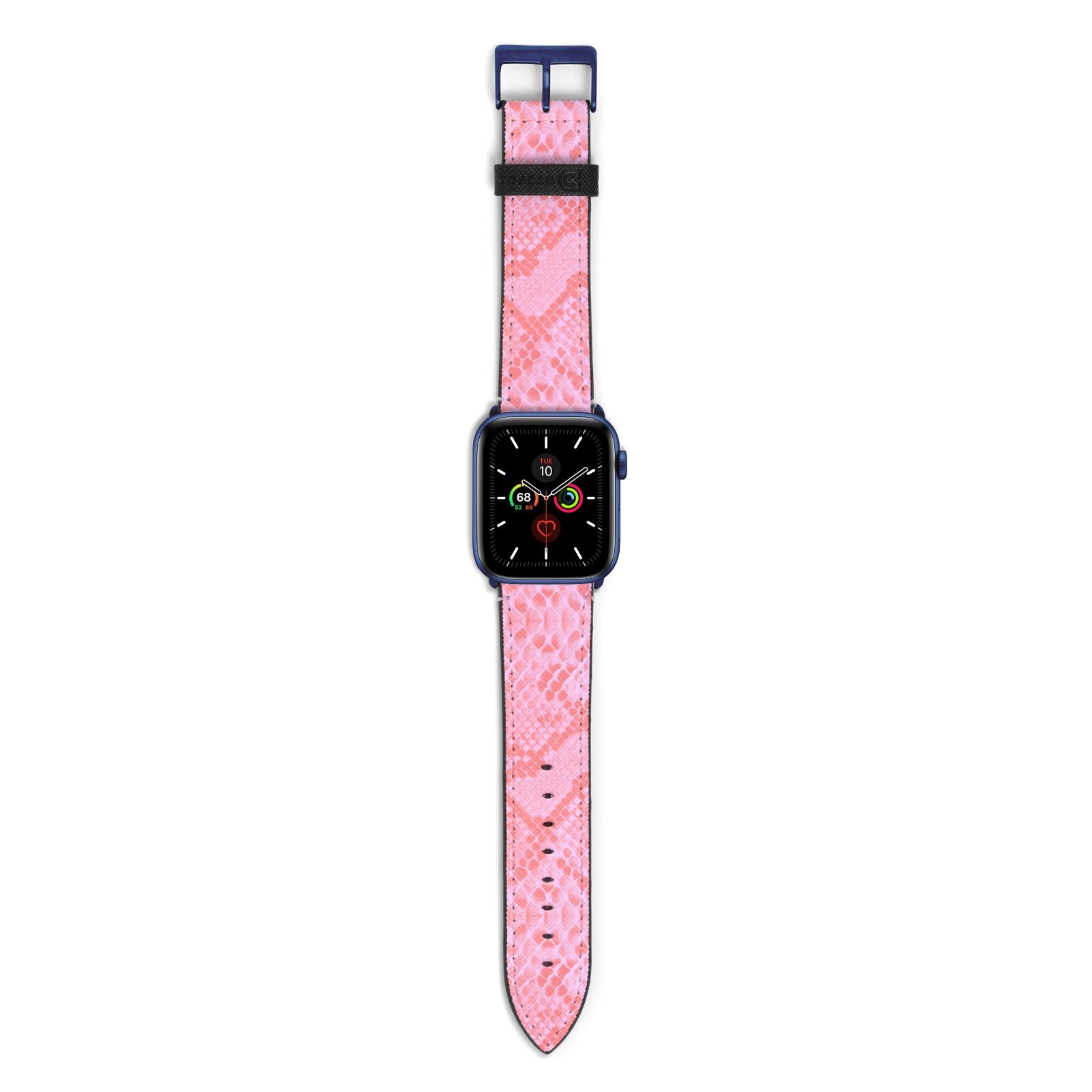 Pink Snakeskin Apple Watch Strap with Blue Hardware