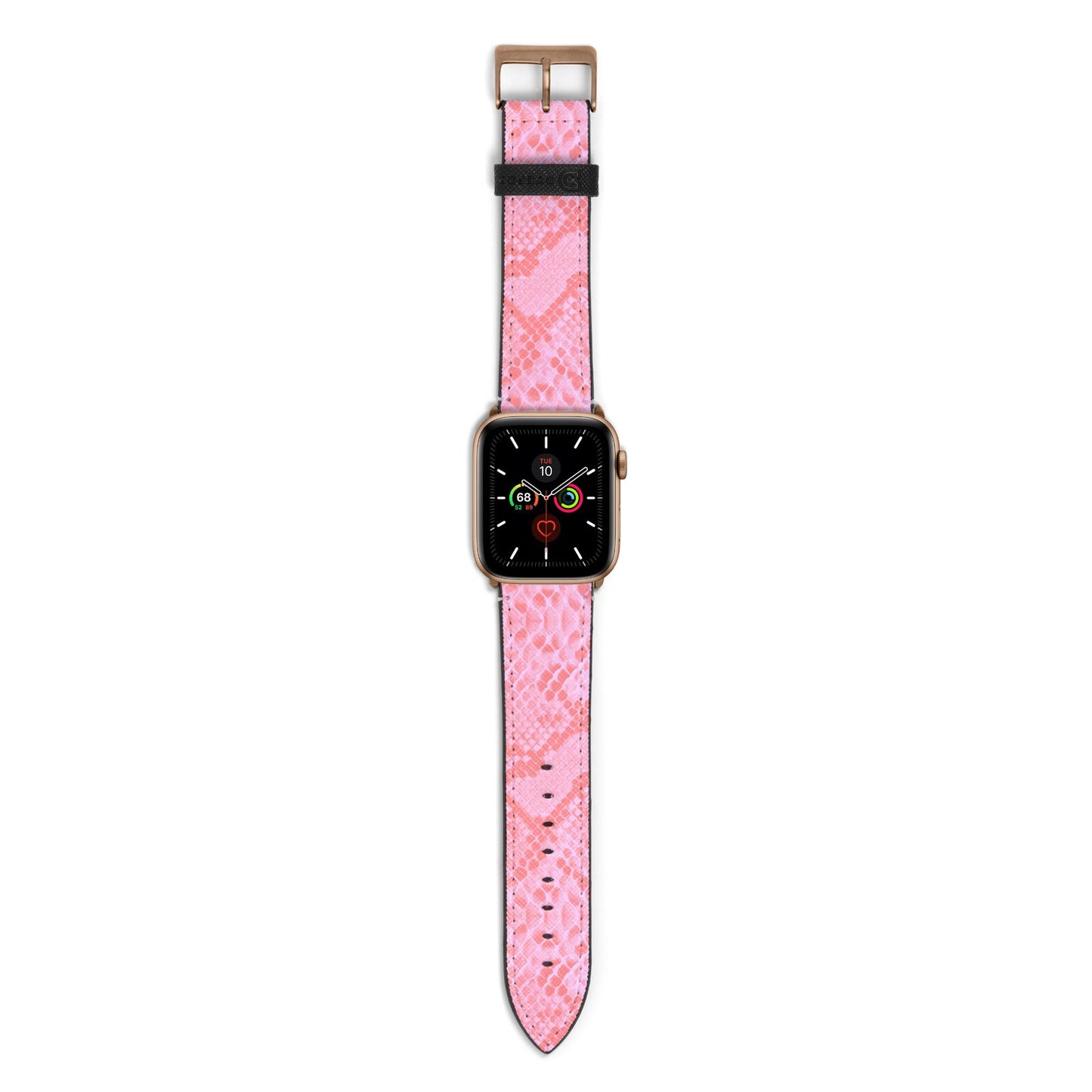 Pink Snakeskin Apple Watch Strap with Gold Hardware