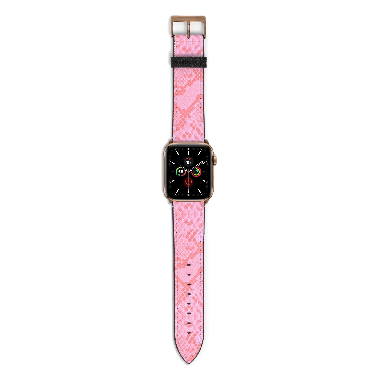 Pink Snakeskin Apple Watch Strap with Gold Hardware