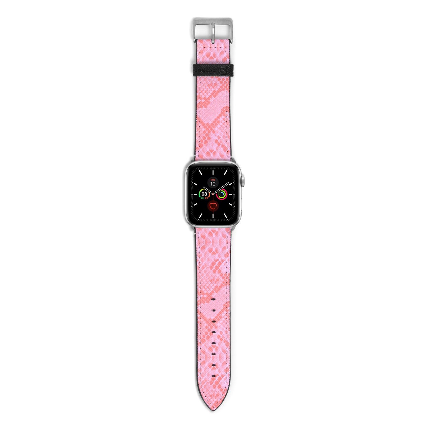 Pink Snakeskin Apple Watch Strap with Silver Hardware