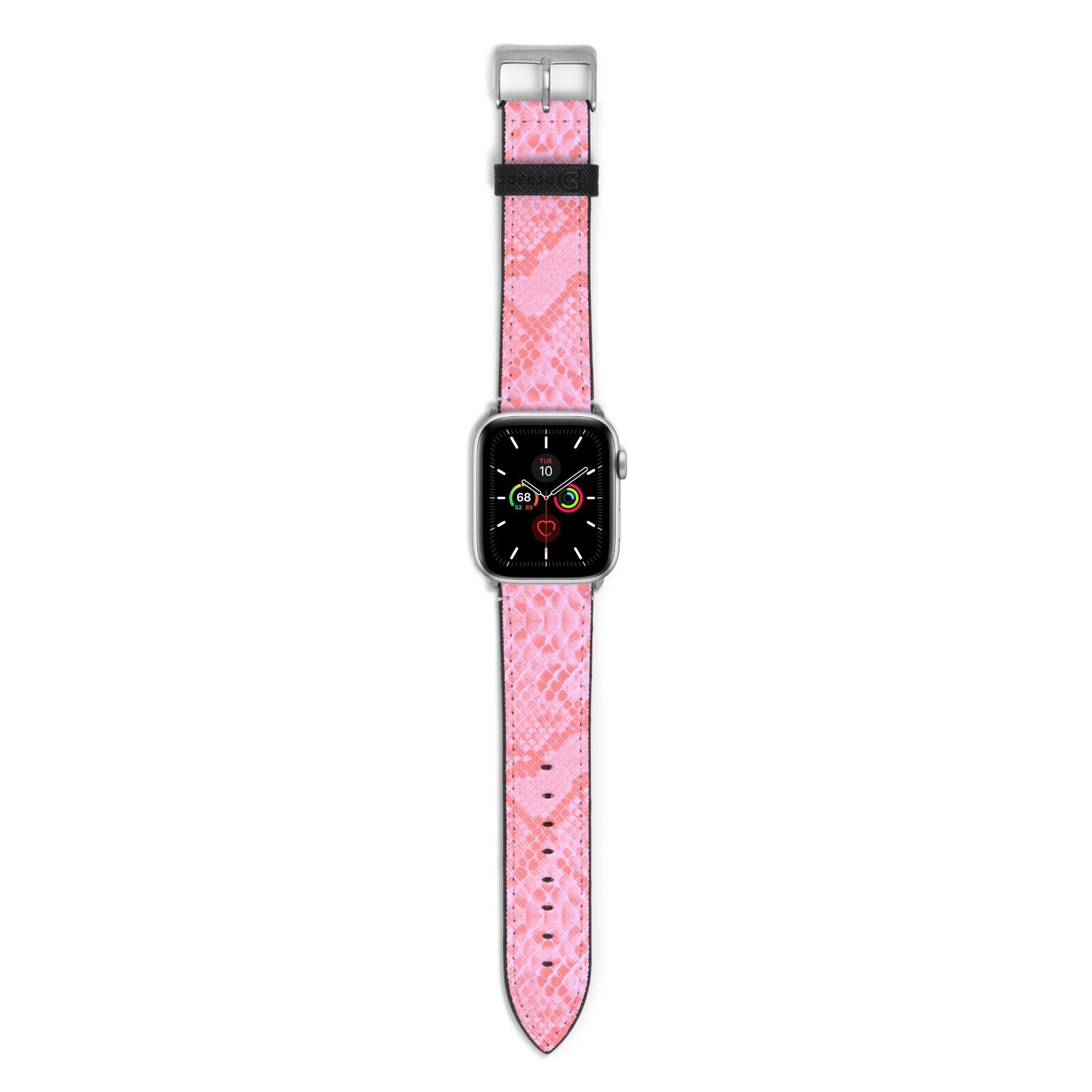 Pink Snakeskin Apple Watch Strap with Silver Hardware