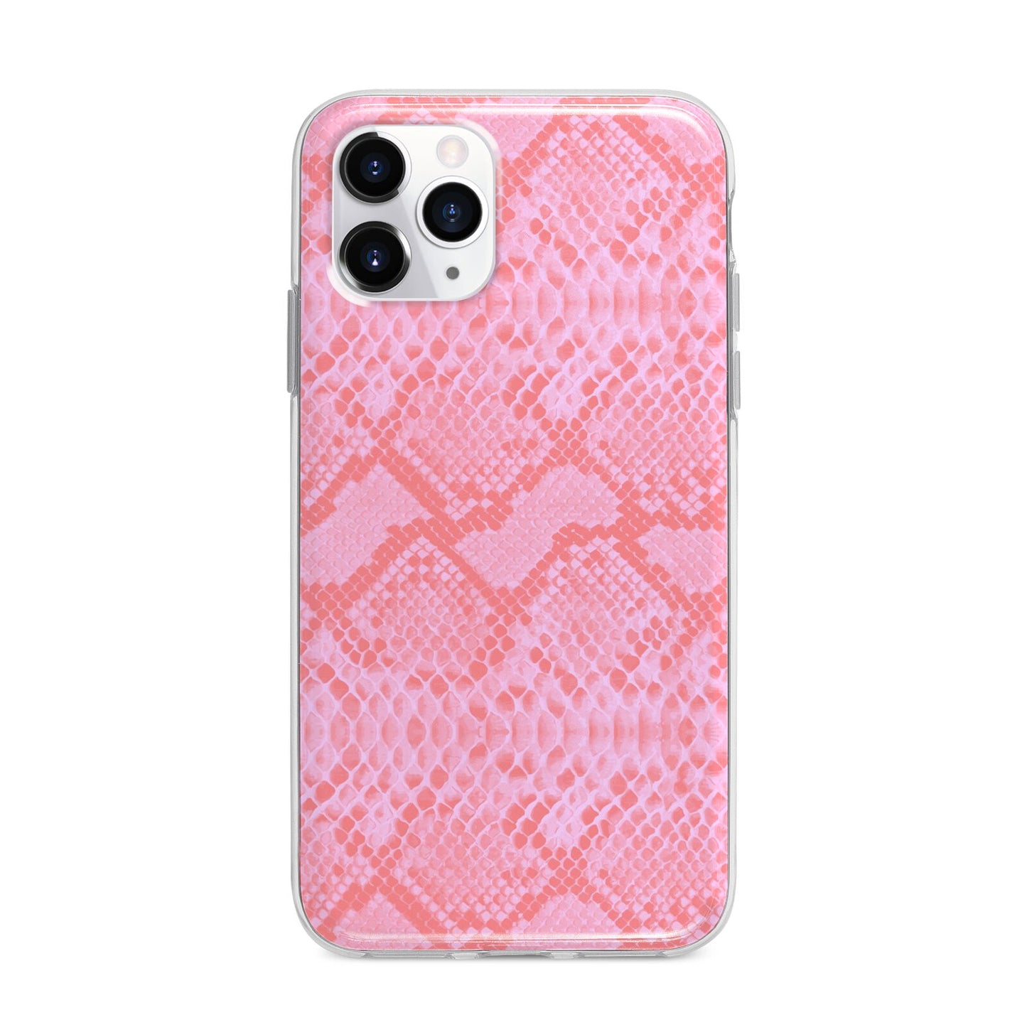 Pink Snakeskin Apple iPhone 11 Pro Max in Silver with Bumper Case