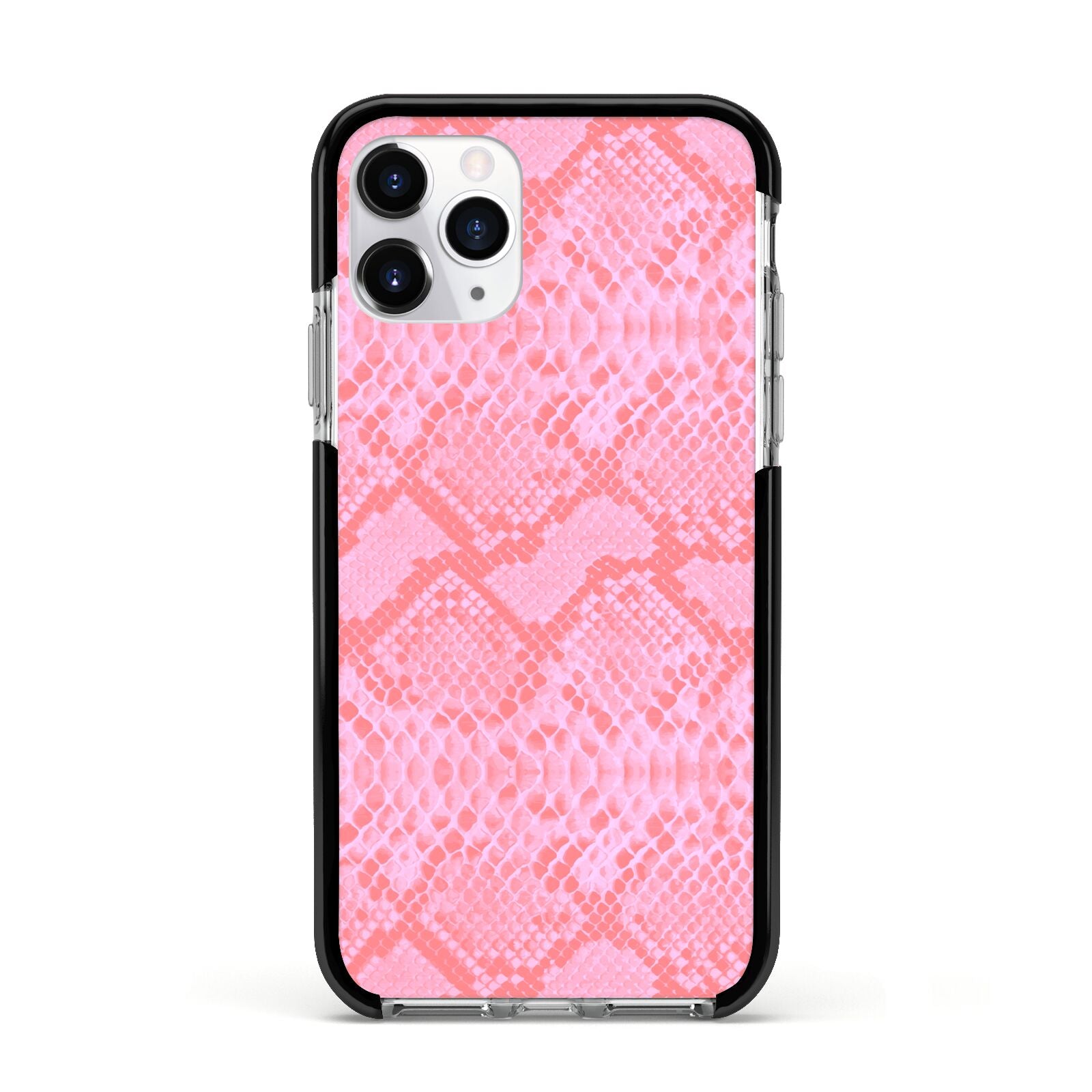 Pink Snakeskin Apple iPhone 11 Pro in Silver with Black Impact Case