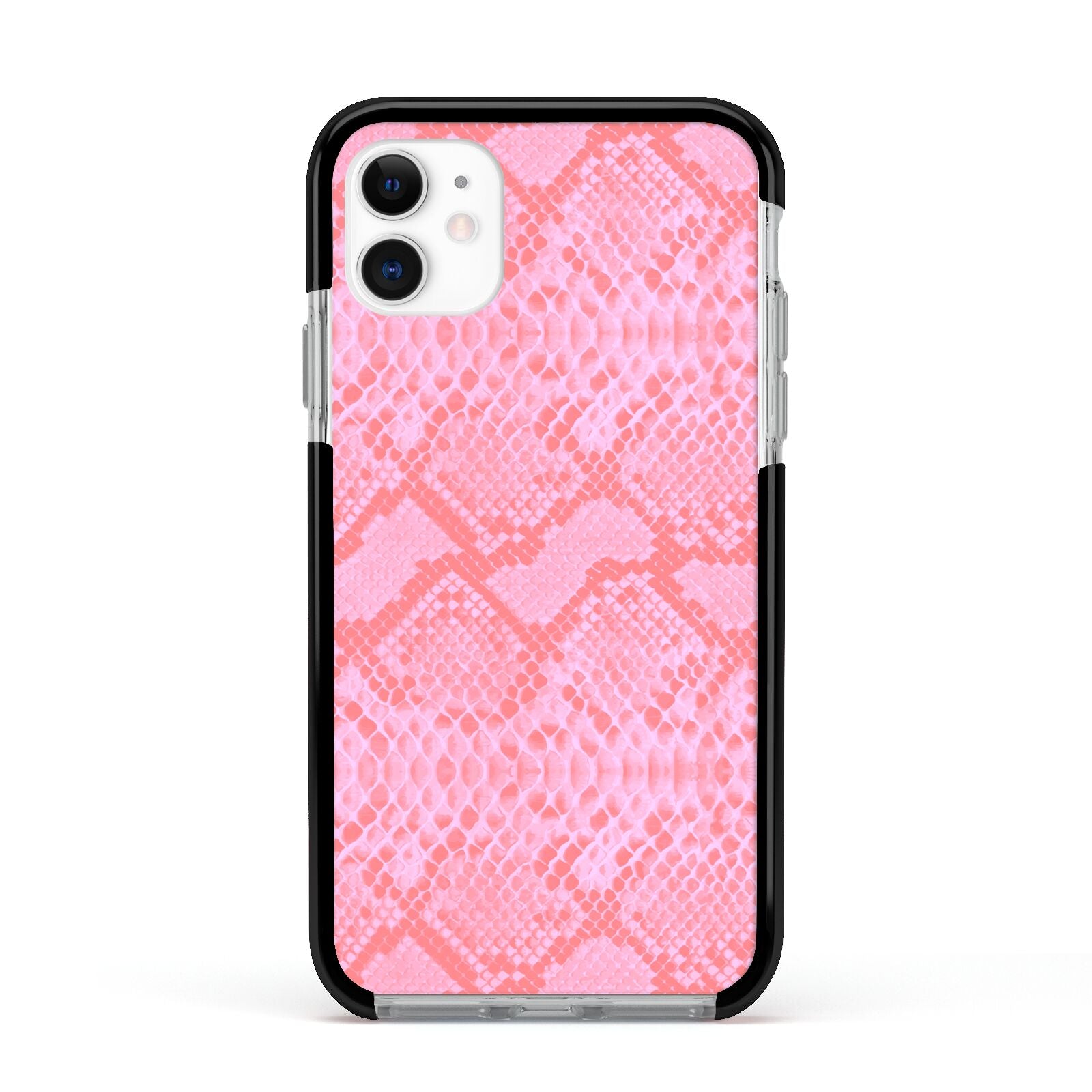 Pink Snakeskin Apple iPhone 11 in White with Black Impact Case